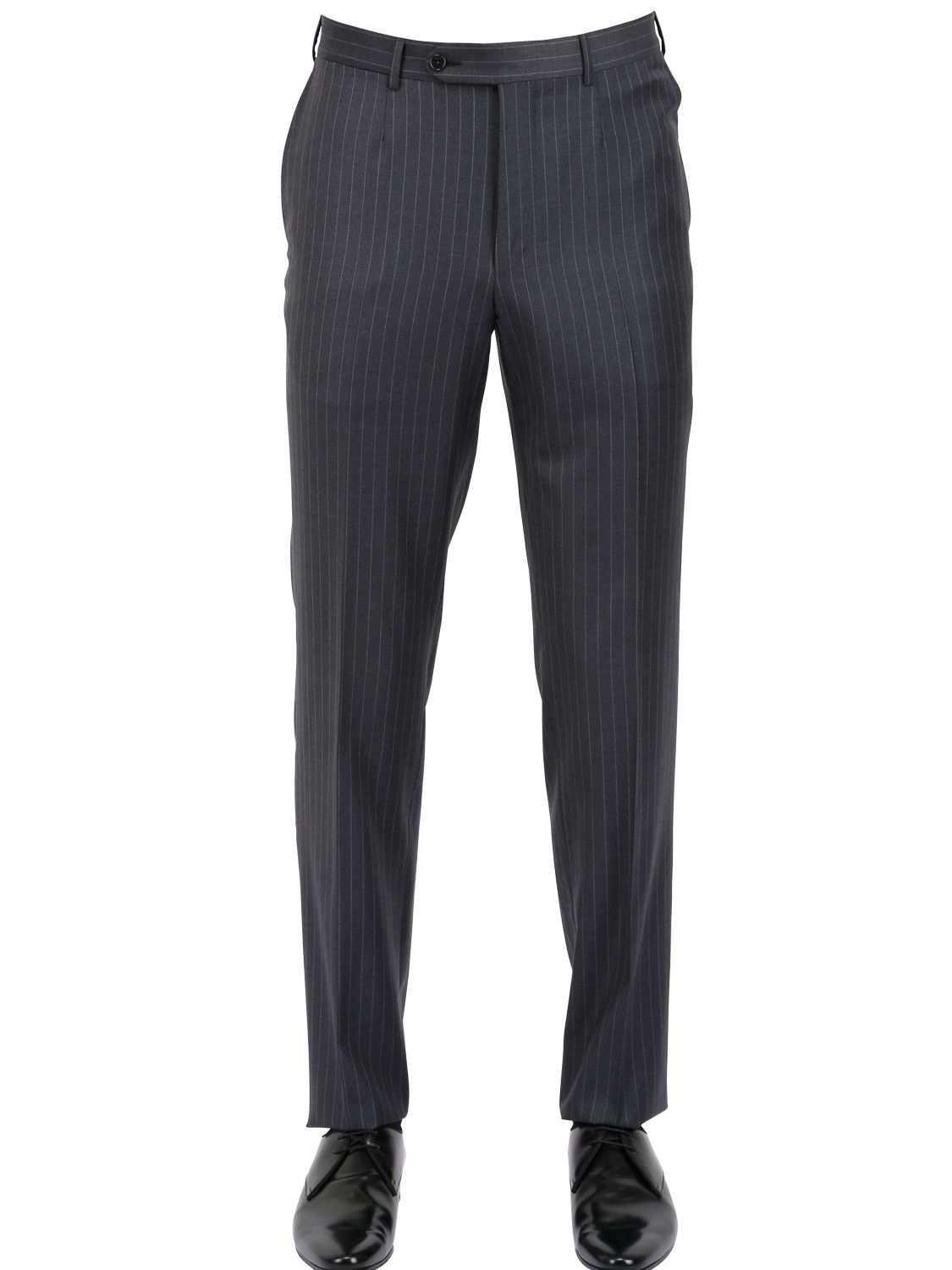 Ermenegildo Zegna Pinstripe Wool Slim Fit "Milano" Suit in Grey/White