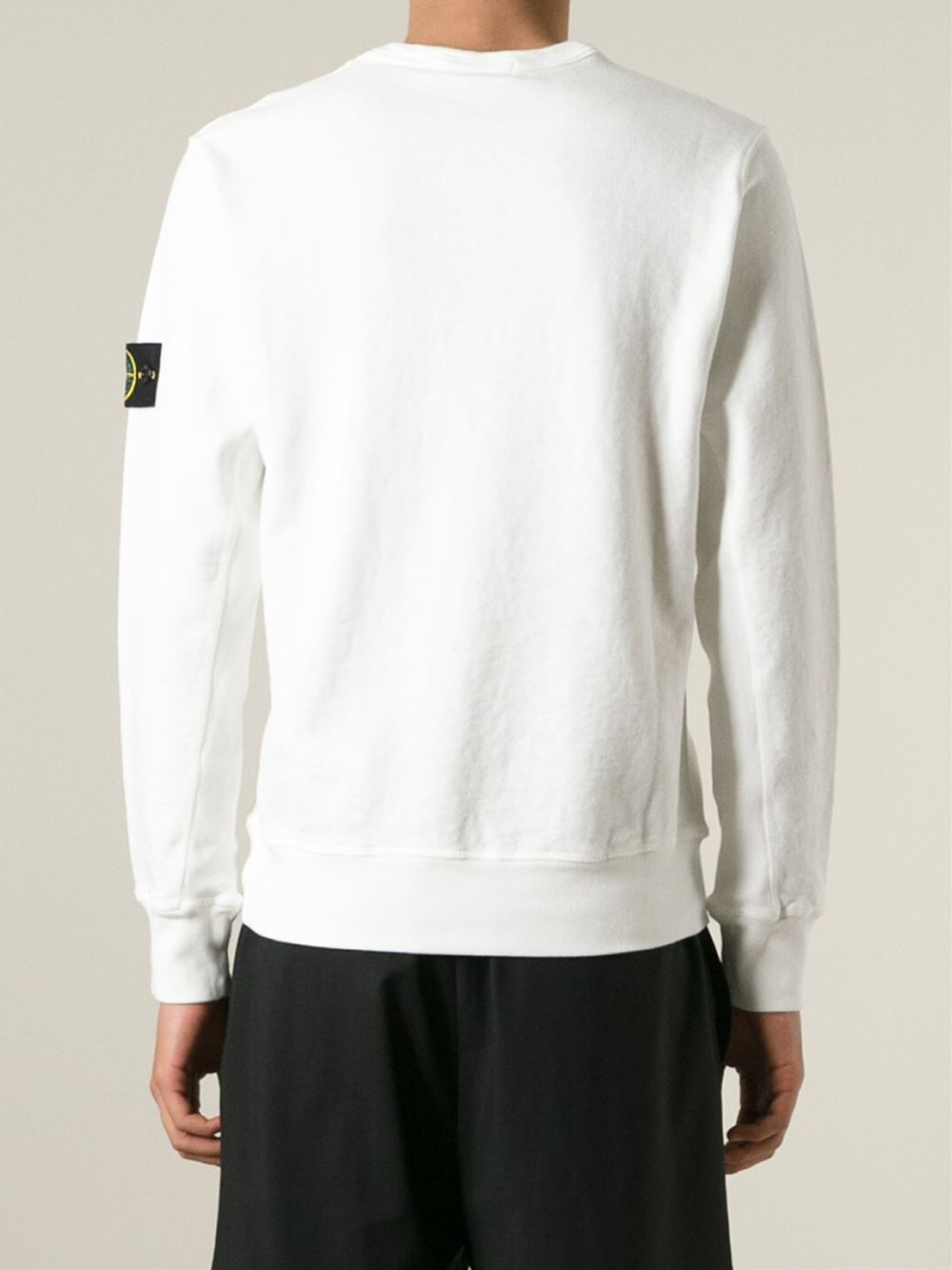 Stone Island Crew Neck Sweatshirt in White for Men | Lyst