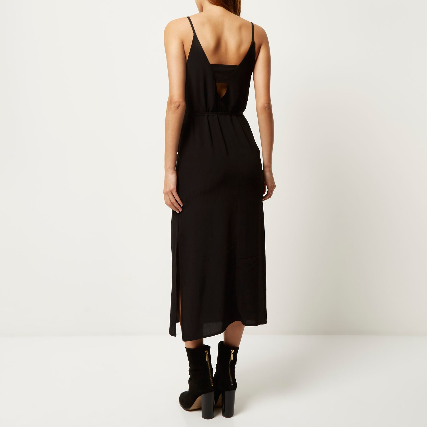 river island black midi dress