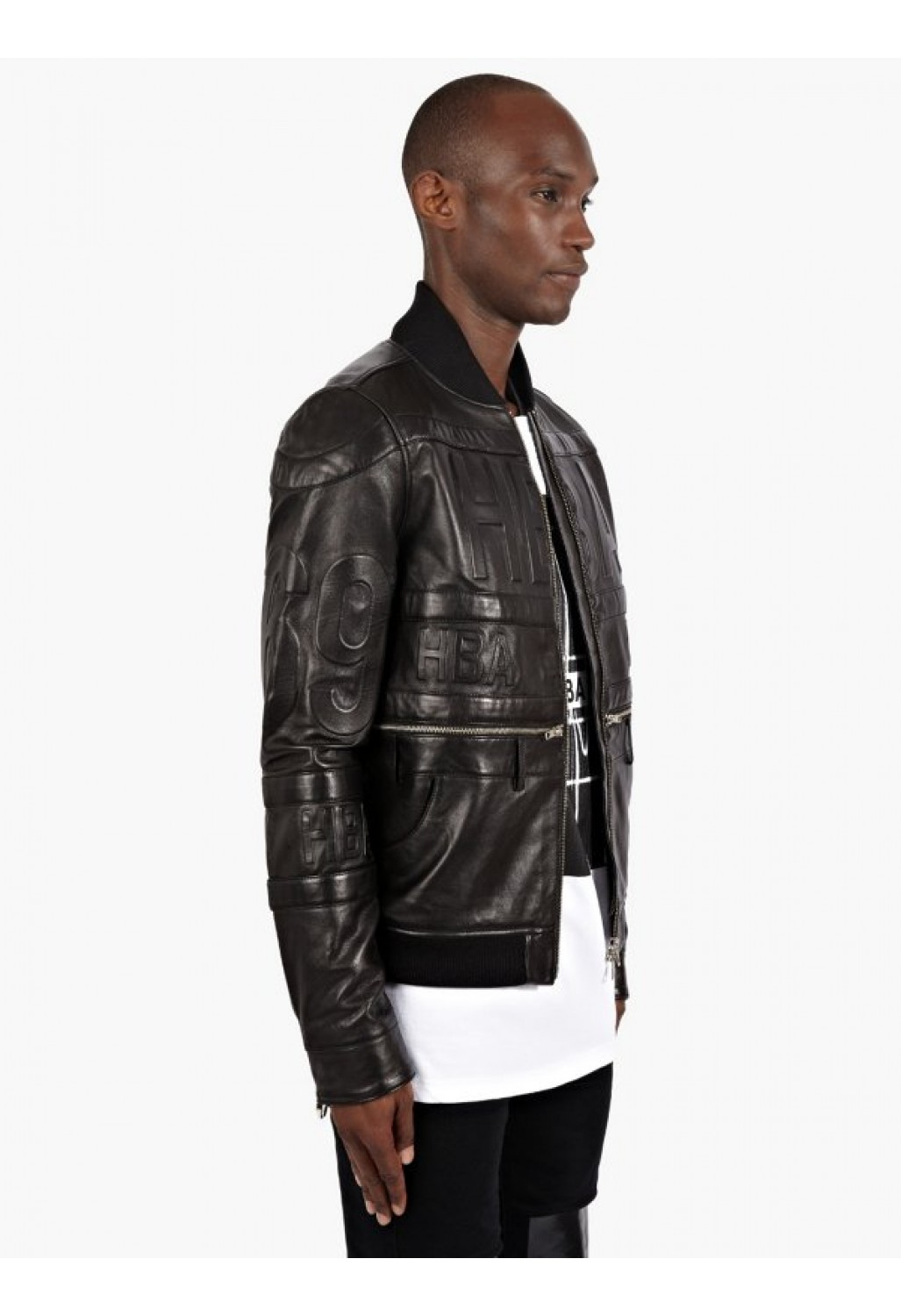 Hood by air Mens Logo Embossed Leather Jacket in Black for Men | Lyst