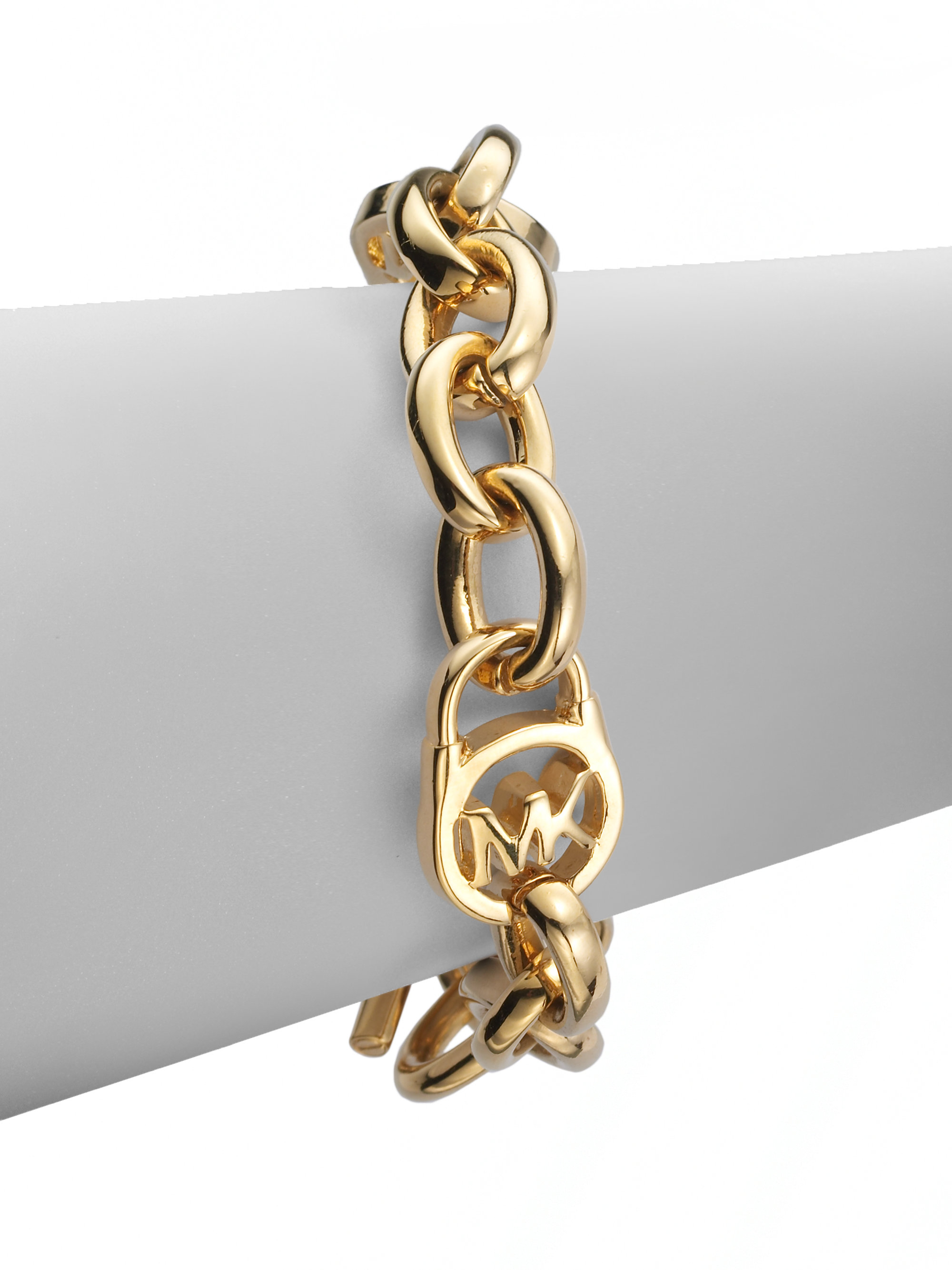 Michael Kors 14K GoldPlated Brass Logo Chain Bracelet  MKJ7953710  Watch  Station