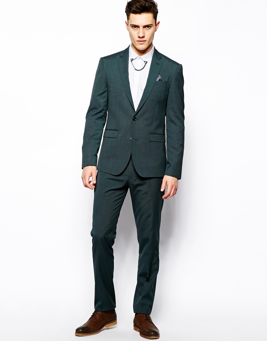 Asos Slim Fit Suit Jacket in Colored Pindot in Green for Men | Lyst