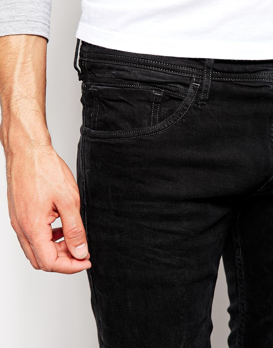 Replay Denim Jeans Jondrill Skinny Fit Stretch Washed Black - Black for ...
