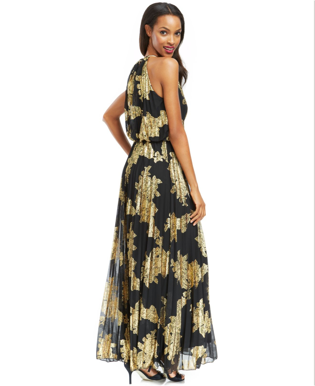 metallic print dress