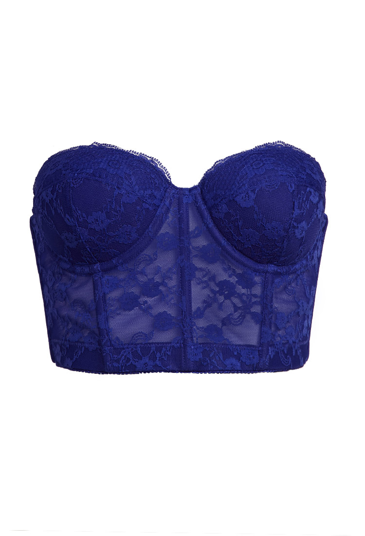 Forever 21 Strapless Lace Corset Bra in Blue Lyst