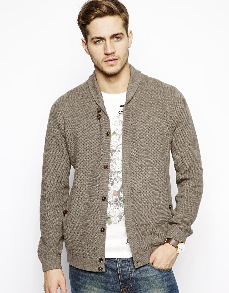 Ted baker Cardigan In Pique Knit in Gray for Men | Lyst