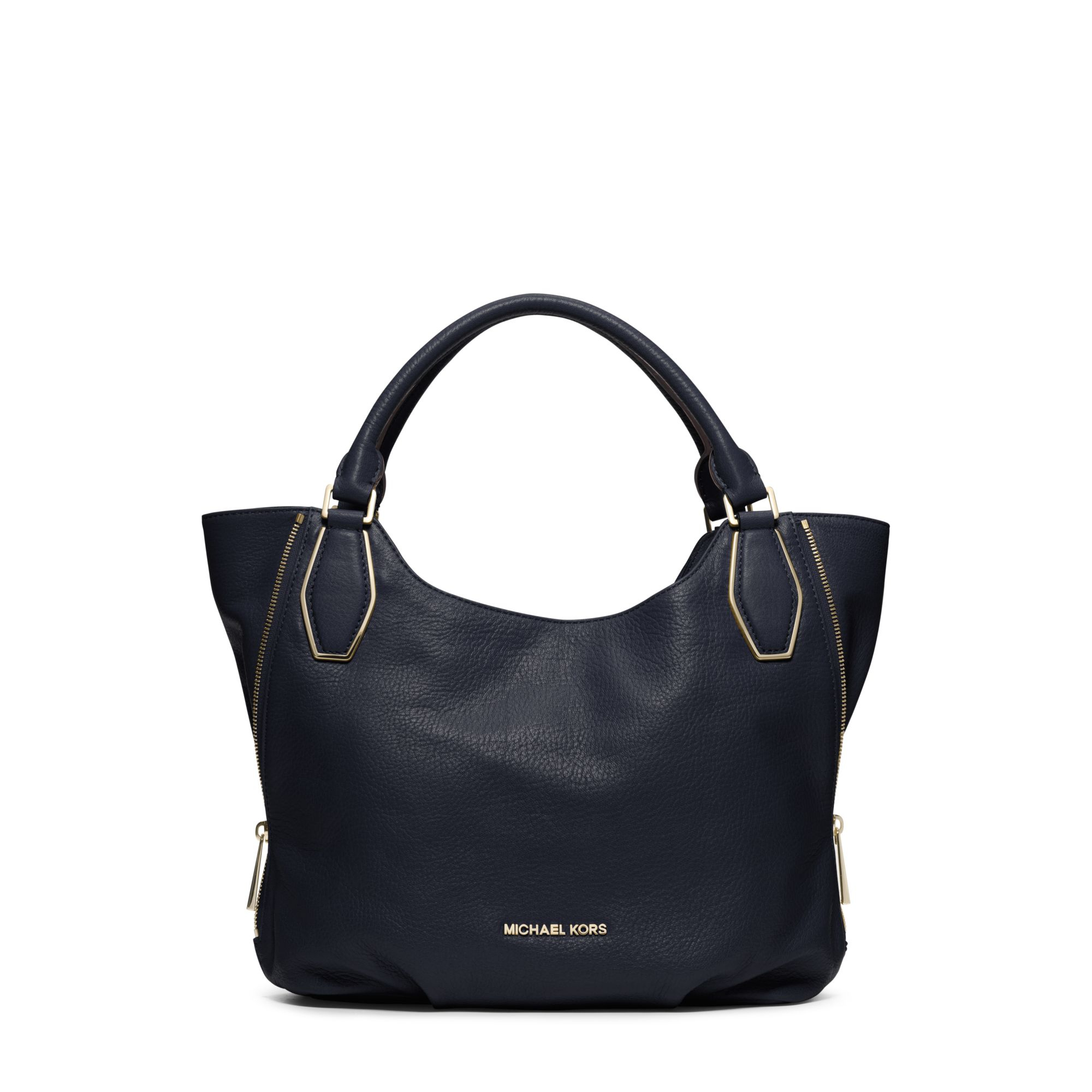 Michael Kors Vanessa Leather Medium Shoulder Bag in Navy (Blue) Lyst