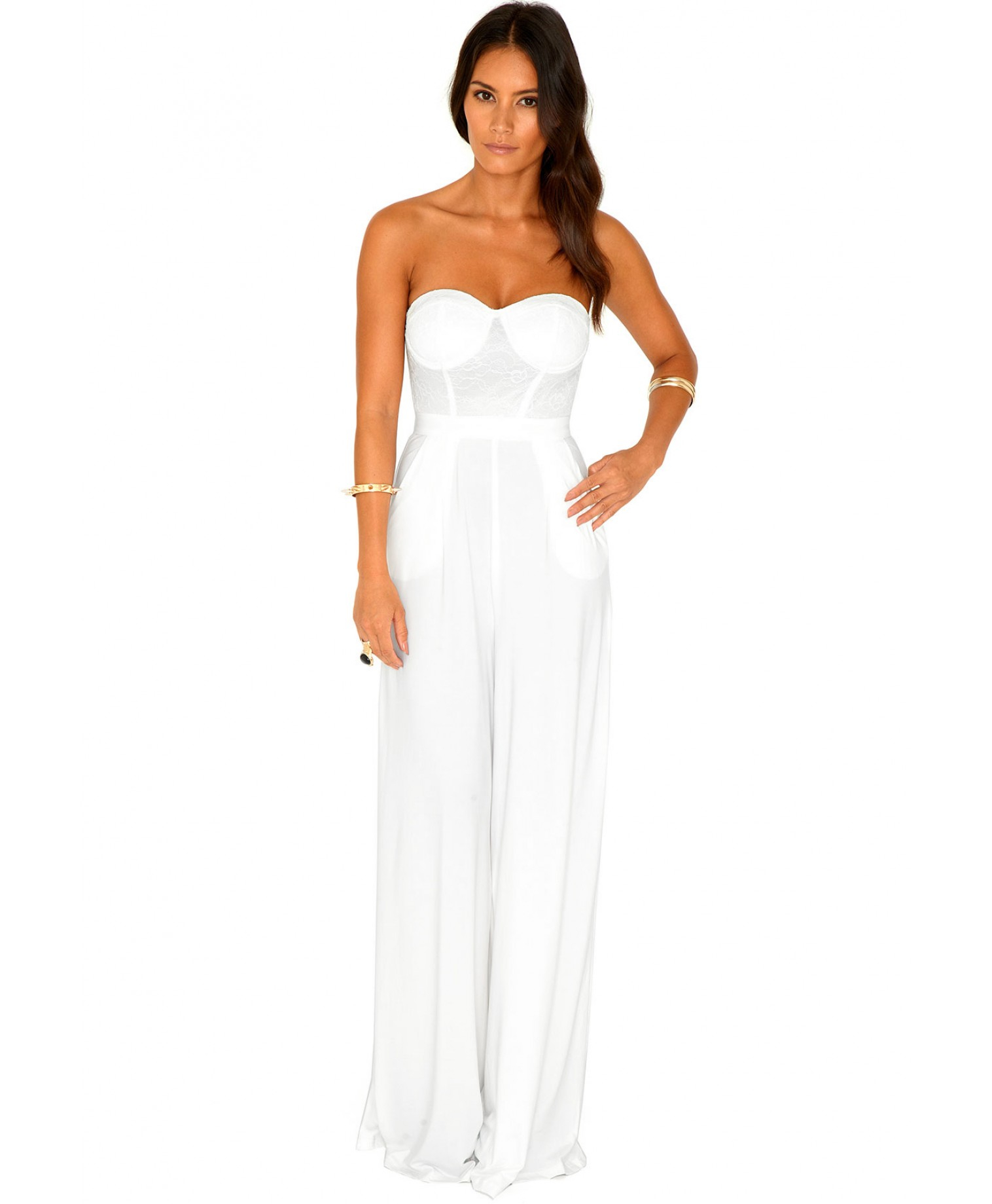 white bustier jumpsuit