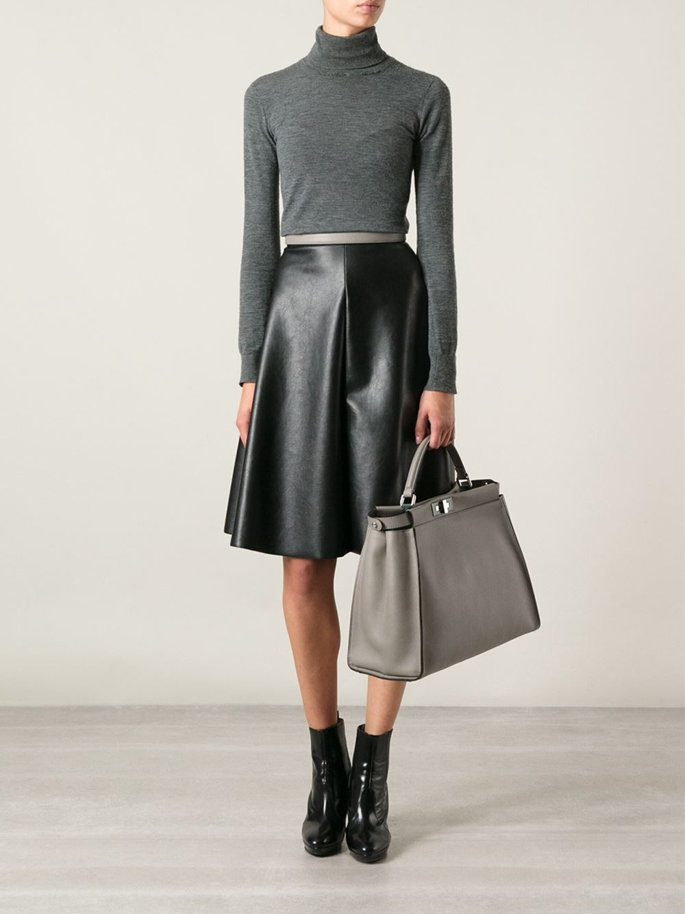 Fendi Large 'Peekaboo' Tote in Gray | Lyst