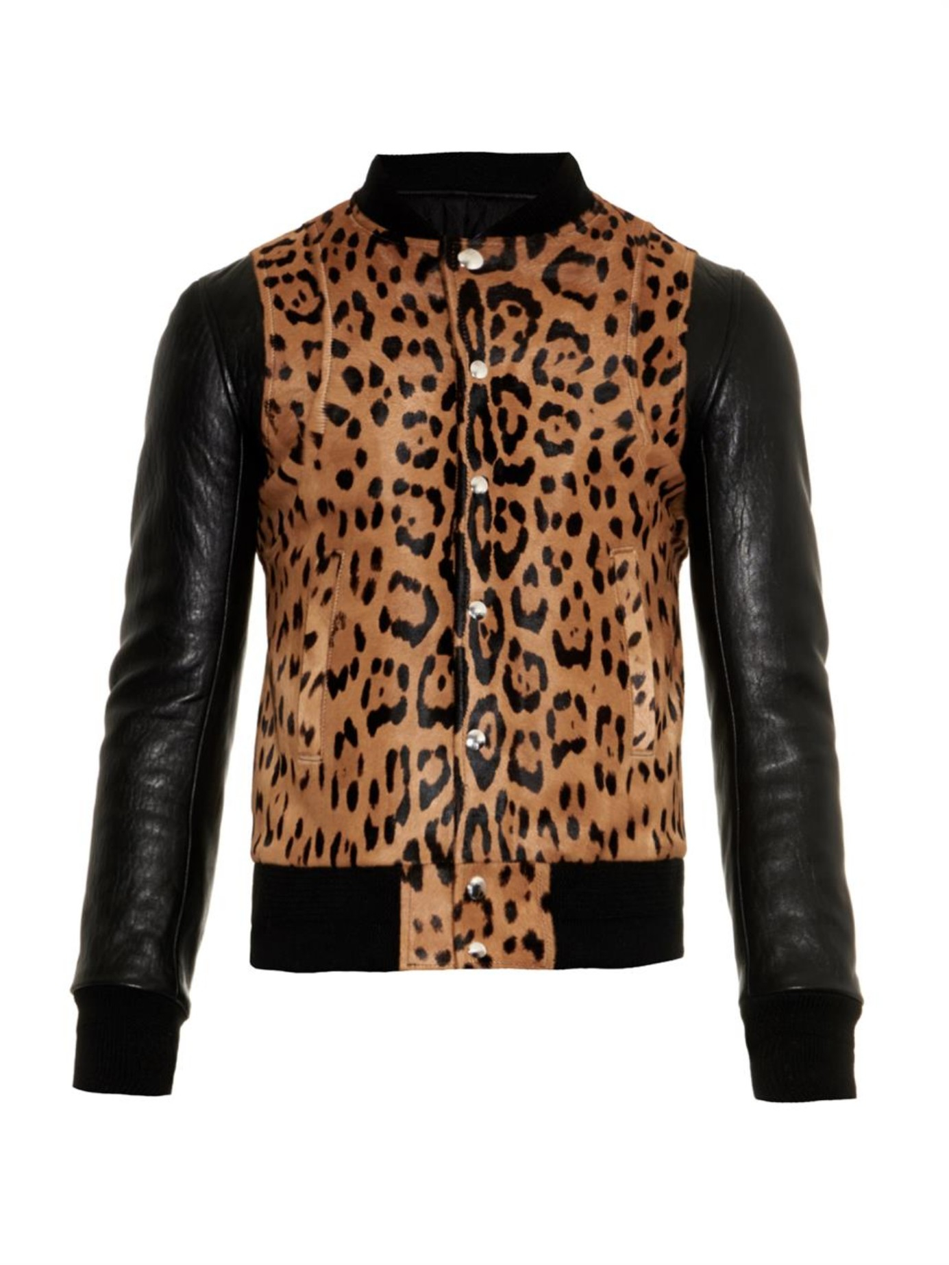 Balmain Leather Leopard-print Bomber Jacket for Men - Lyst