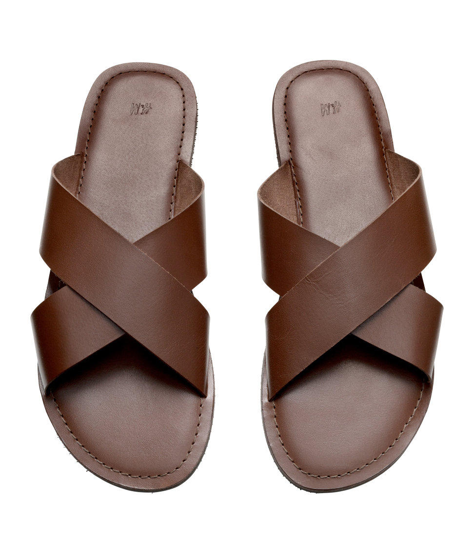 H&M Leather Sandals in Dark Brown (Brown) for Men | Lyst