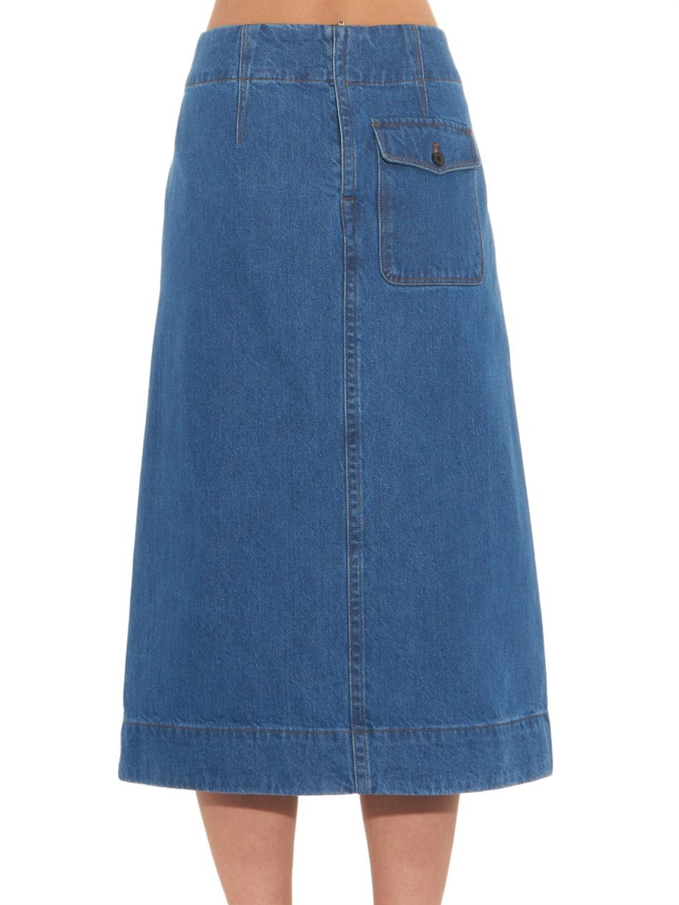Lyst - Lemaire Stonewash Denim A-line Skirt in Blue