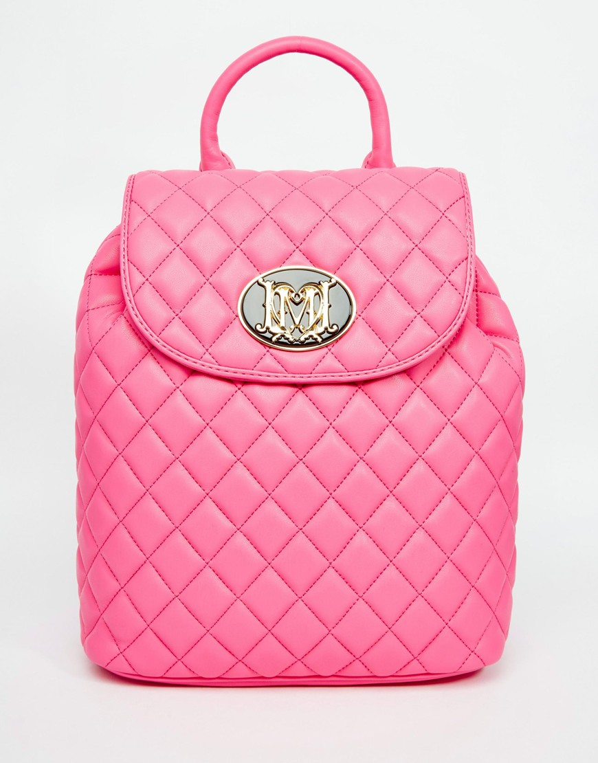 Lyst Love Moschino Quilted Backpack in Pink
