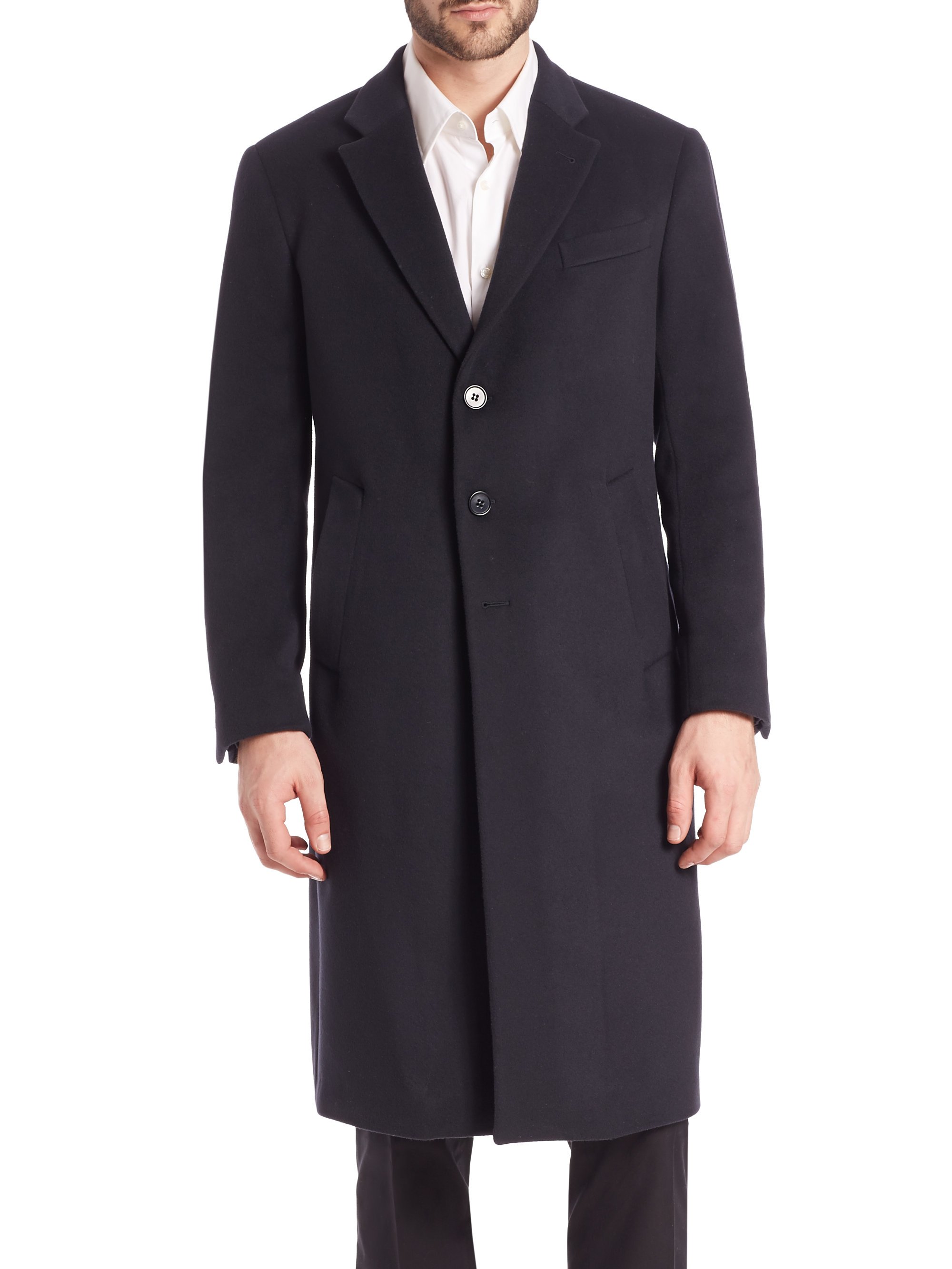 Armani Wool/cashmere Overcoat in Blue for Men (navy) | Lyst