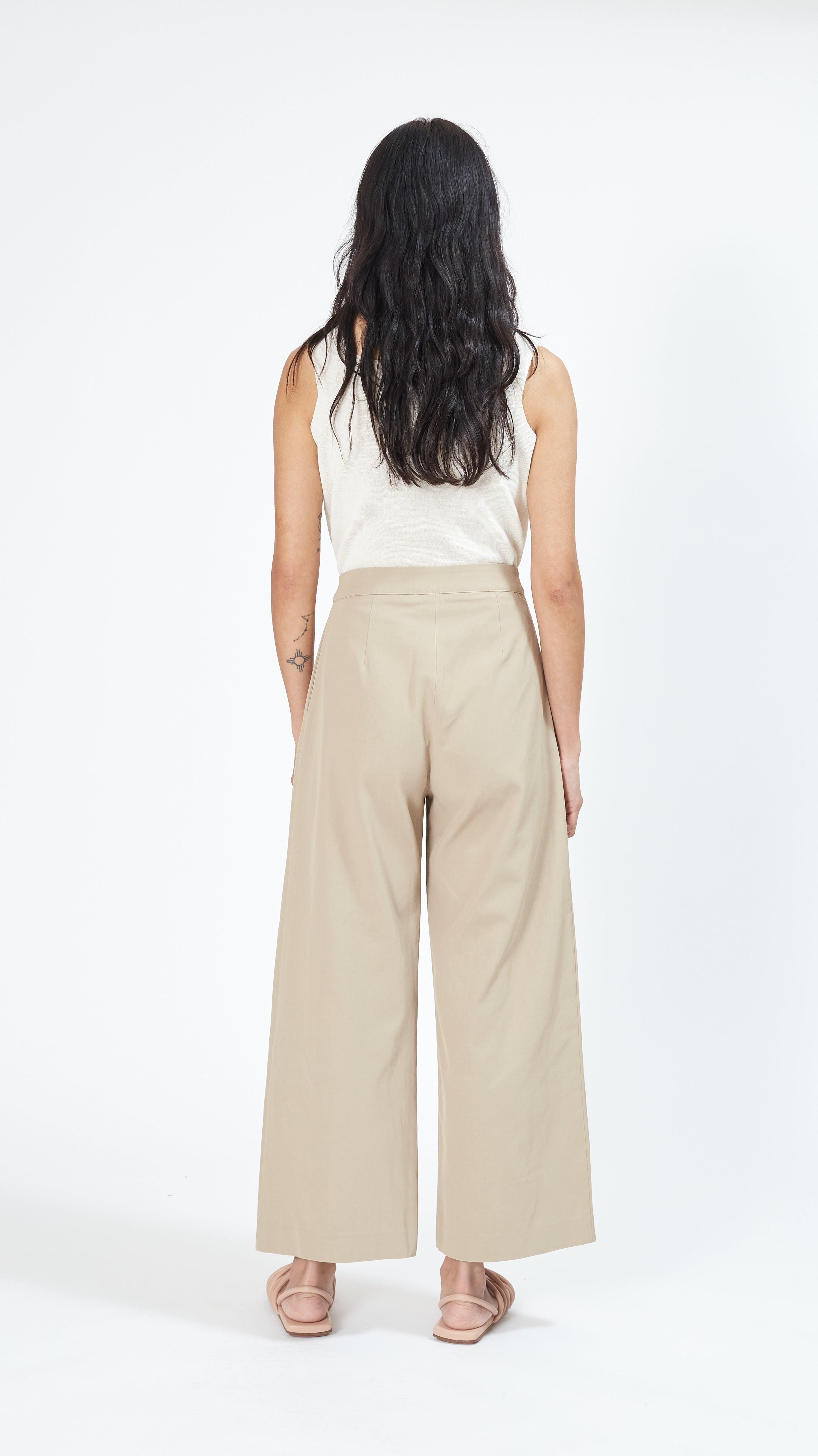 Sara Lanzi Cotton Ile Pant In Sand in Natural | Lyst