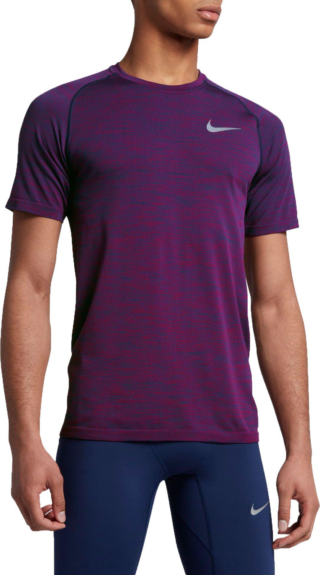 purple running shirt