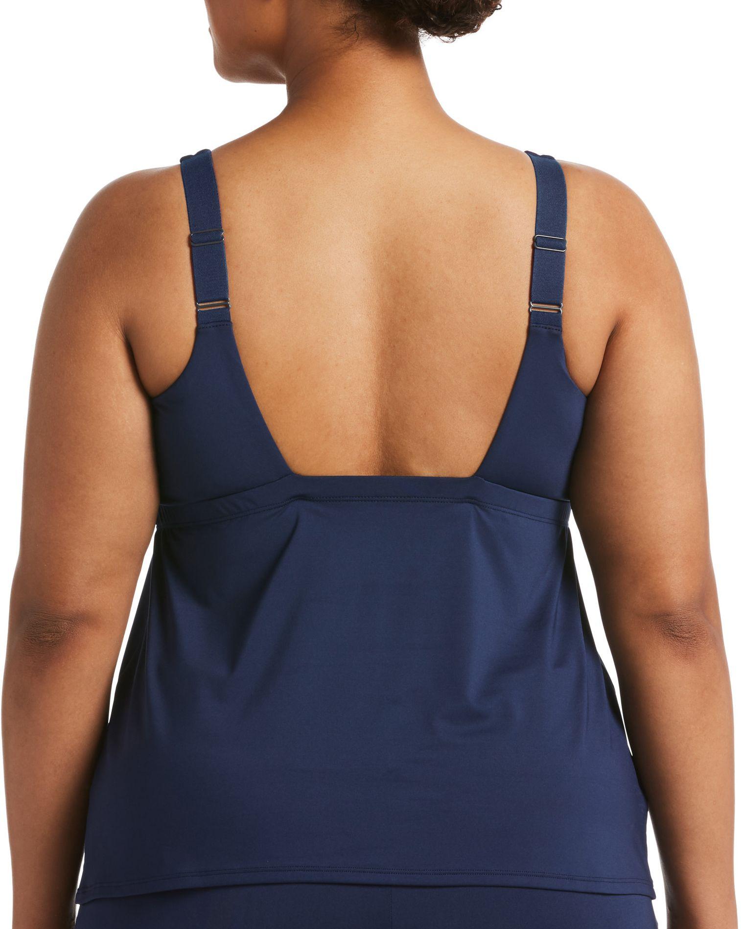 Nike Plus Size Essential Scoop Neck Tankini Top in Midnight Navy (Blue ...