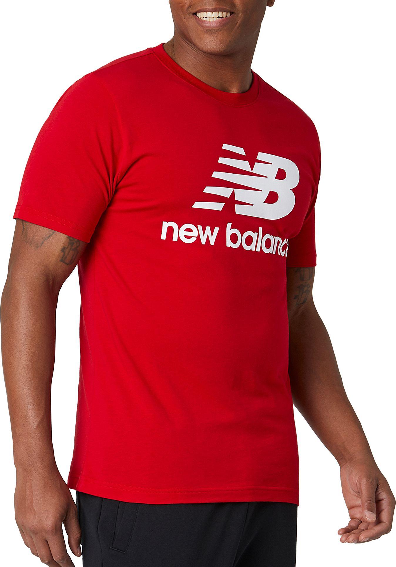 New Balance Cotton Essentials Stacked Logo T-shirt in Red for Men - Lyst