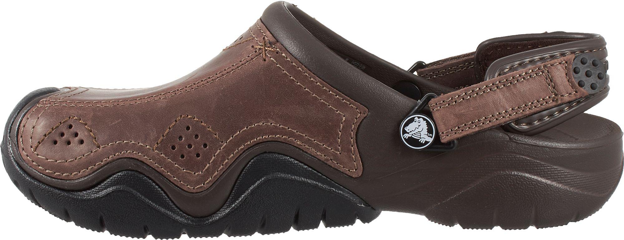 Crocs™ Swiftwater Leather Clogs in Brown for Men - Lyst