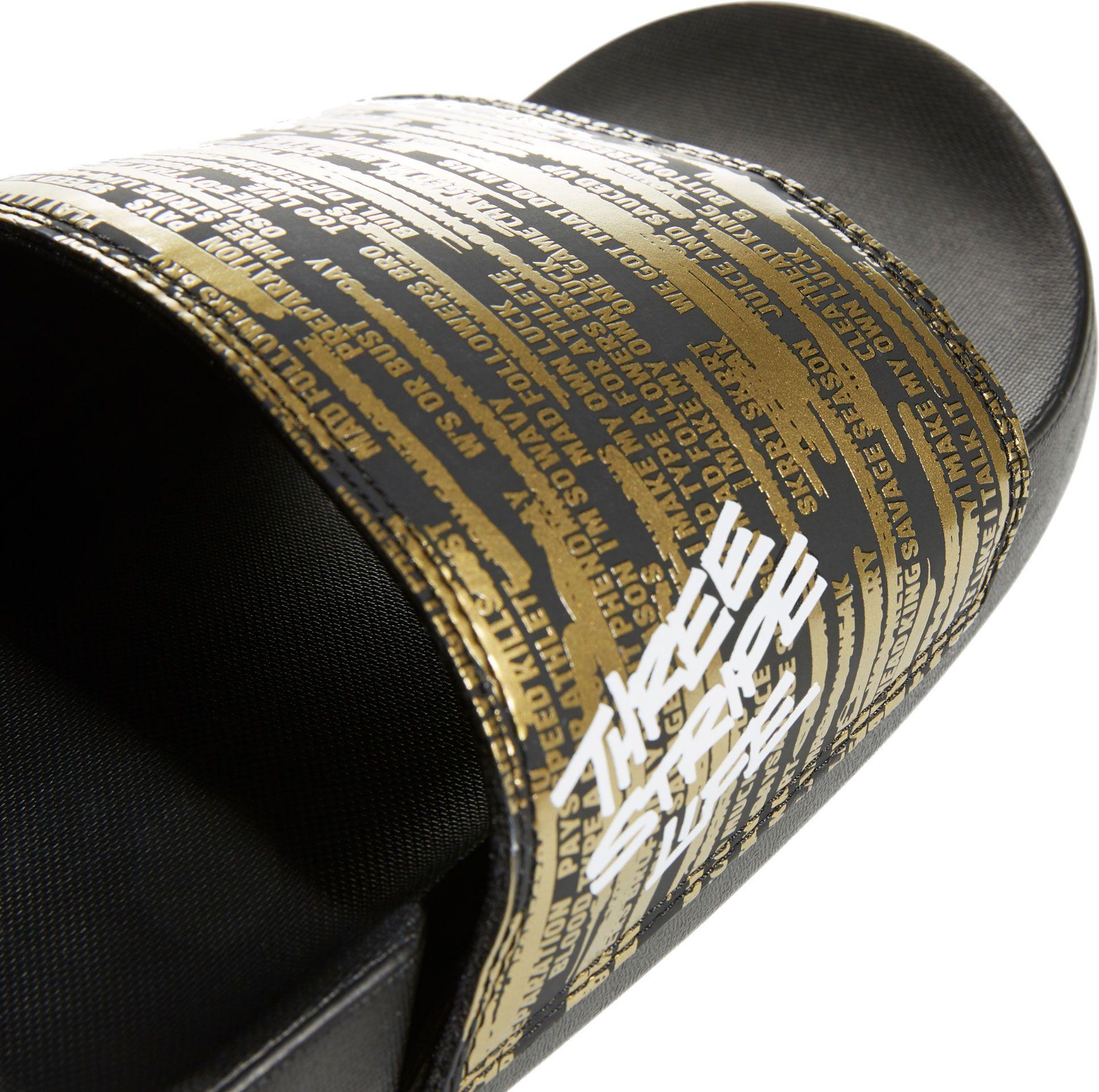 adidas men's adilette three stripe life comfort slides