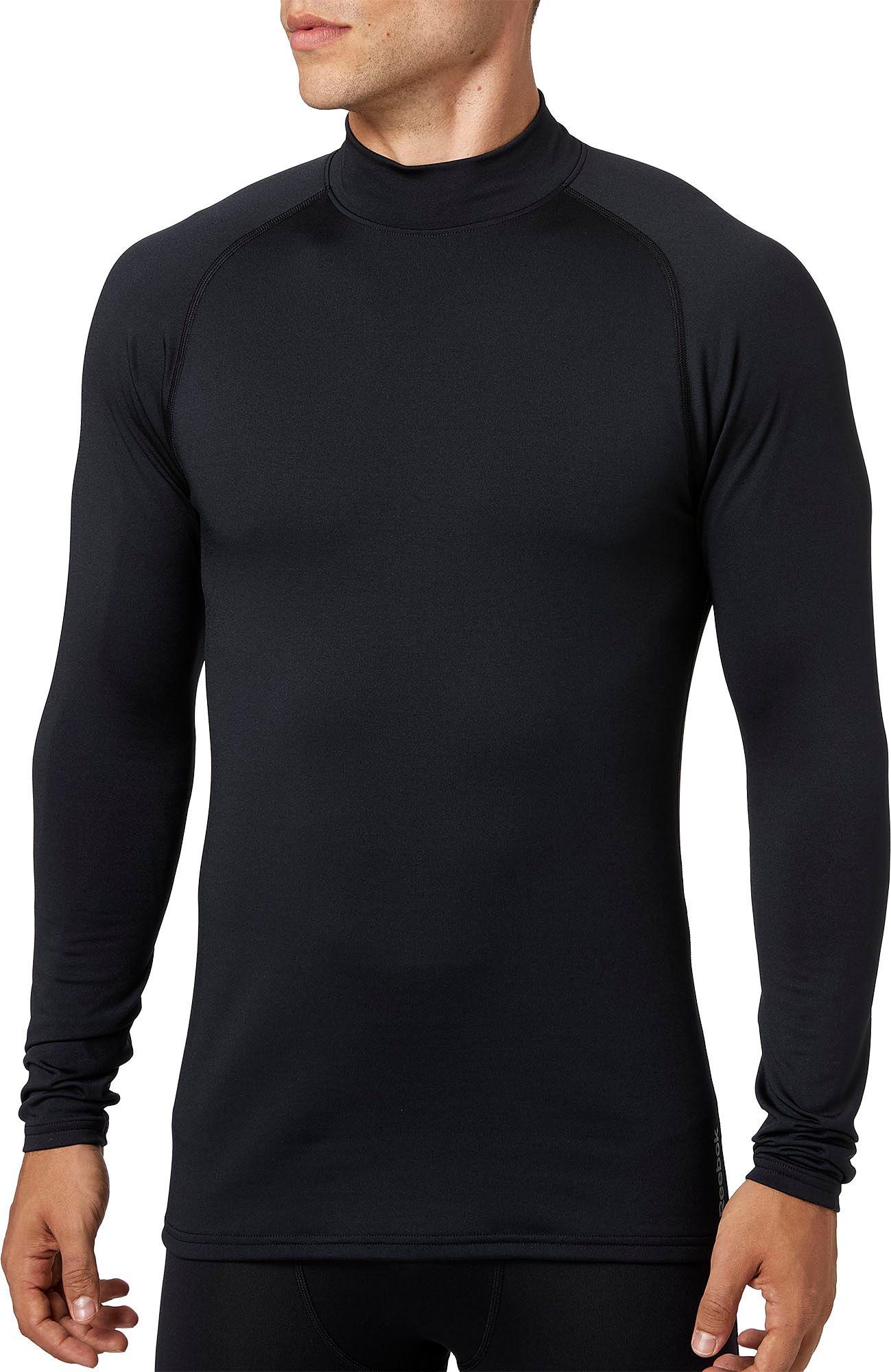 reebok men's cold weather compression mock neck long sleeve shirt