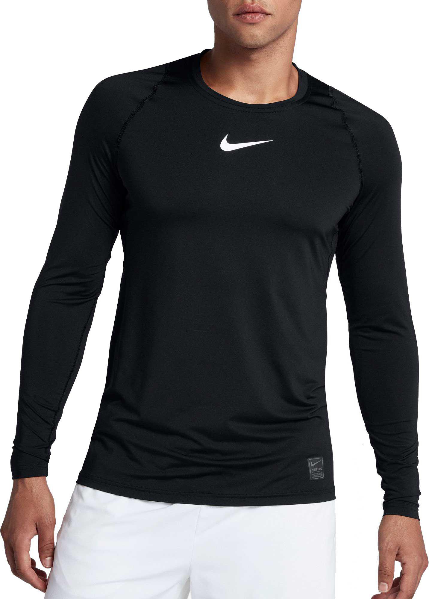 Nike Synthetic Pro Long Sleeve Fitted Shirt in Black/White (Black) for ...