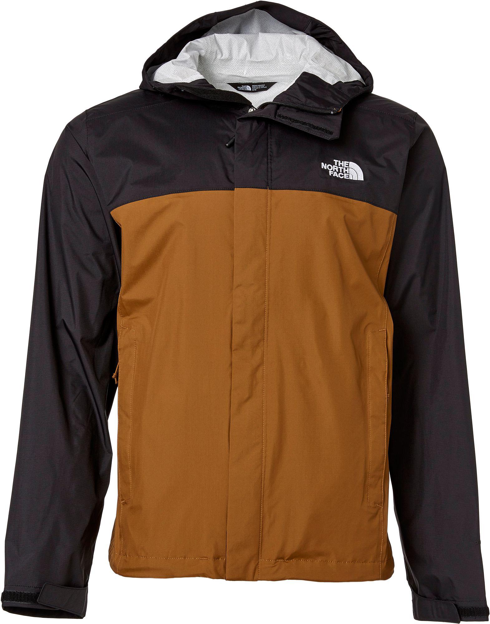 brown and black north face jacket