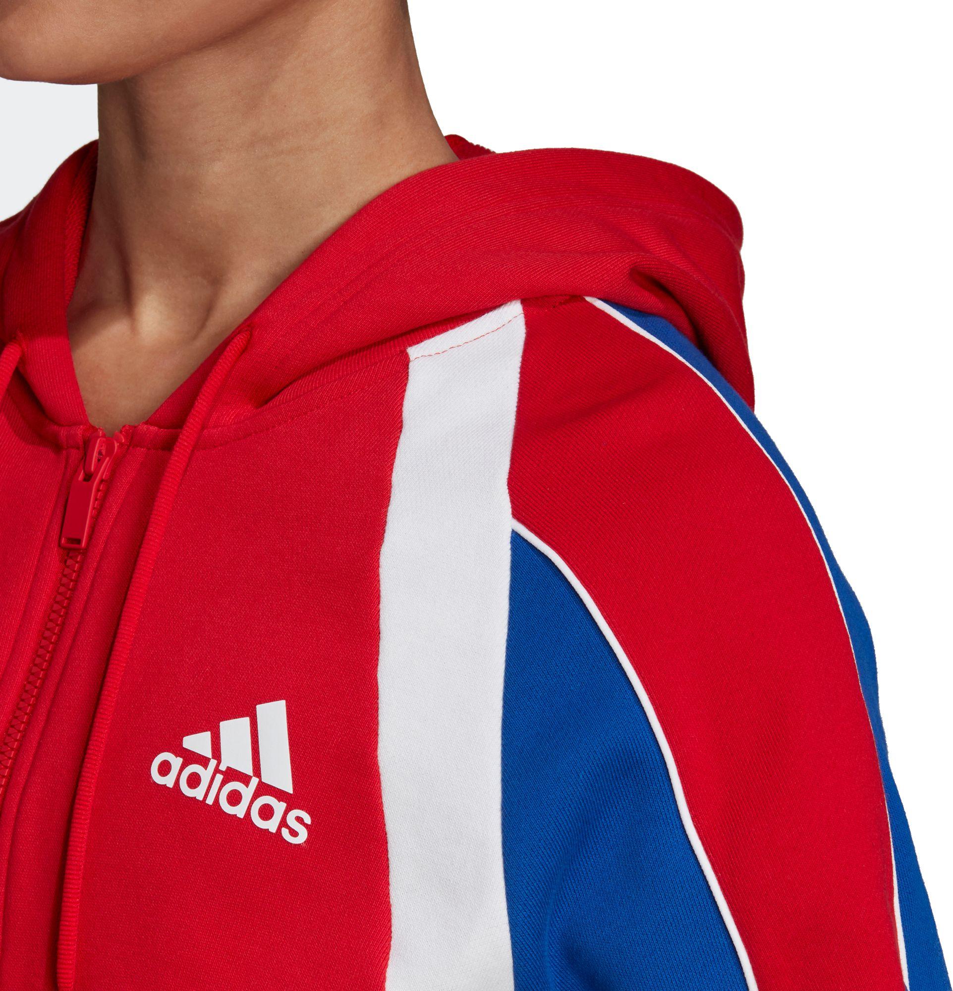 Adidas Colorblock Full Zip Hoodie In Red Lyst Adidas Colorblock Full Zip Hoodie In Red Lyst