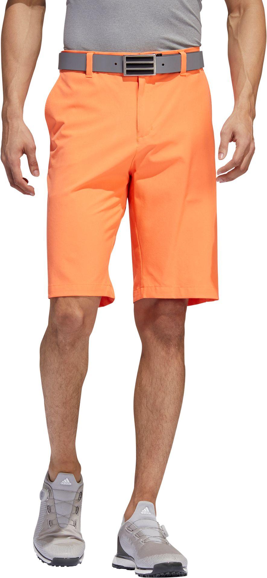 orange adidas biker shorts