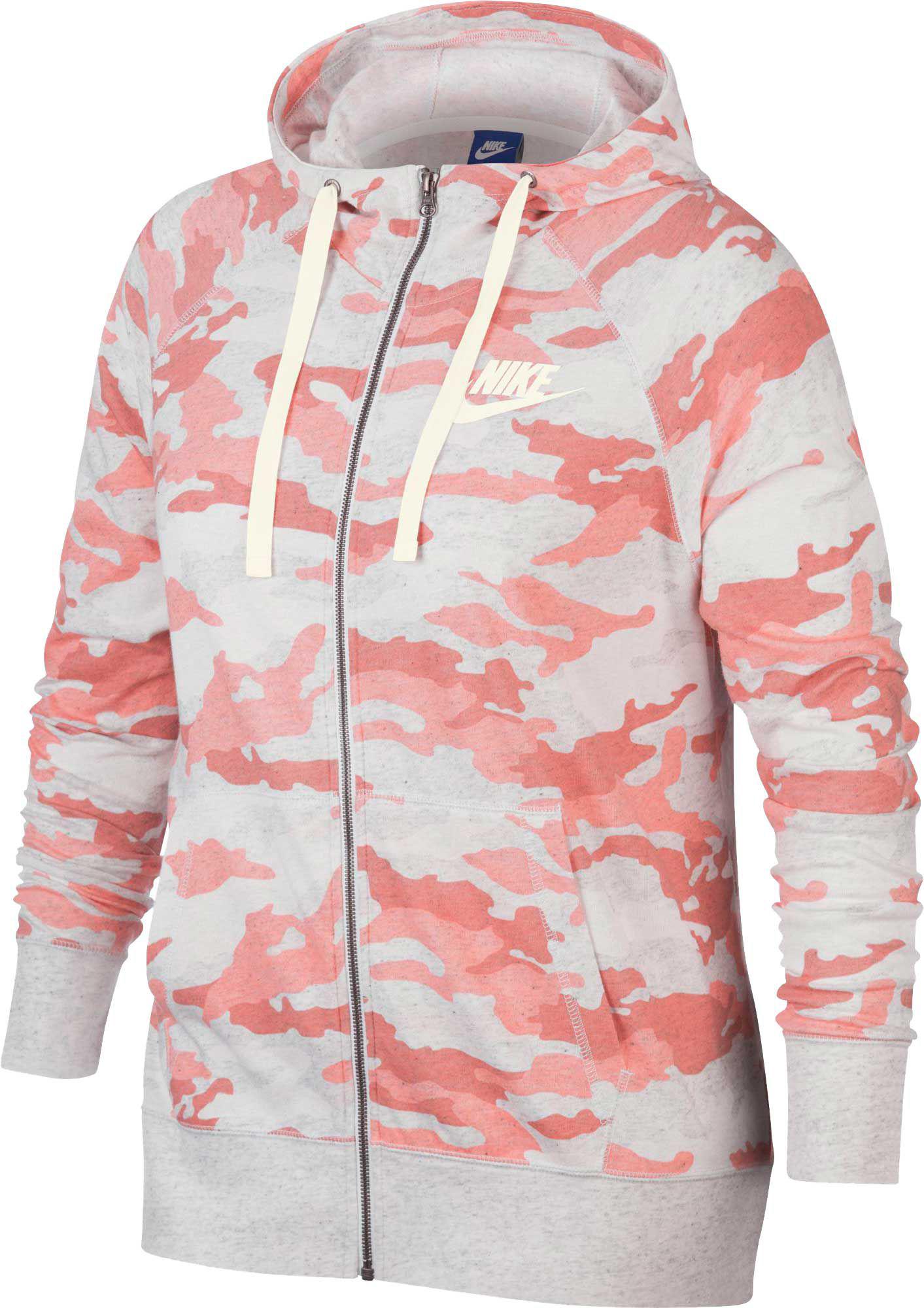 Nike Cotton Plus Size Gym Vintage Camo Full Zip Hoodie In Pink Lyst
