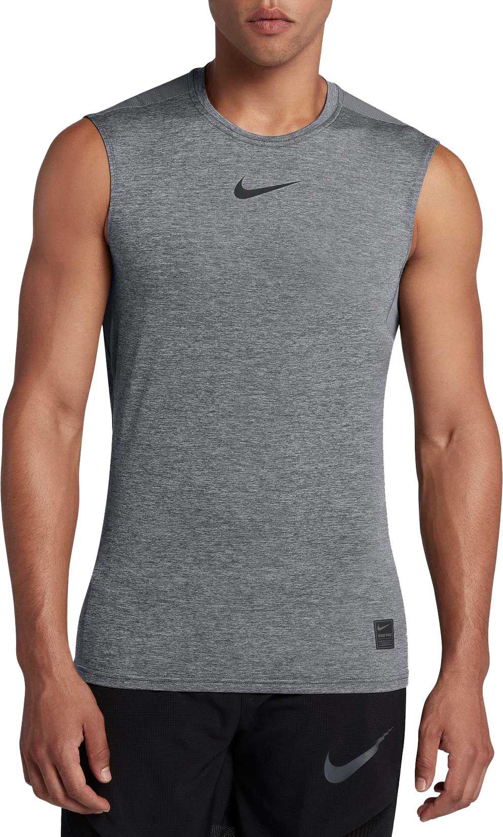 Nike Synthetic Pro Fitted Sleeveless Shirt in Carbon Heather/Black ...