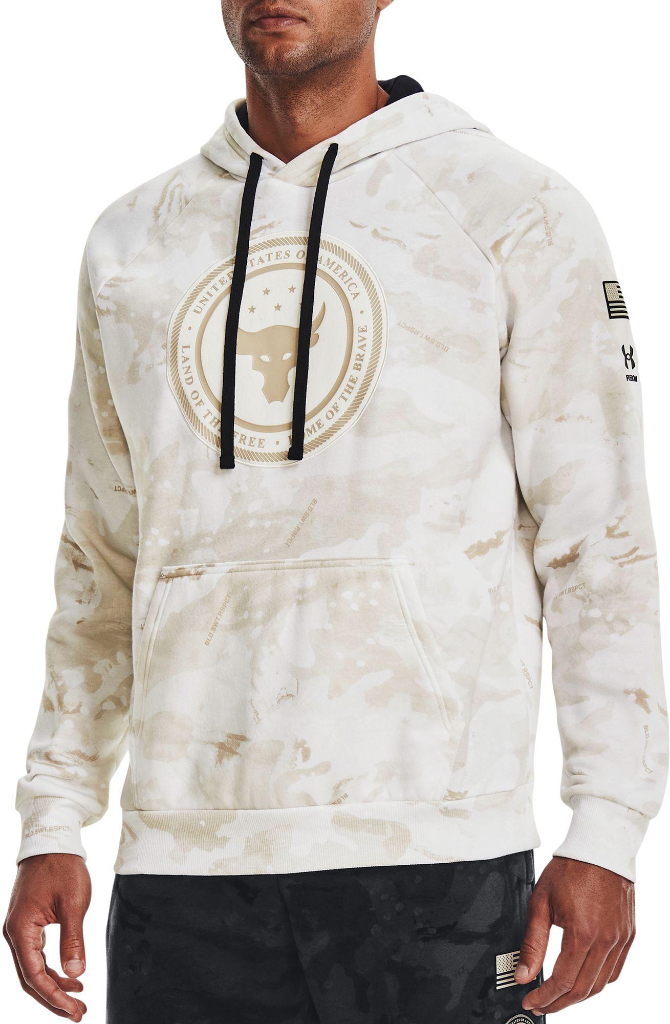 Under Armour Cotton Project Rock Veterans Day Hoodie in White/Khaki (White)  for Men | Lyst