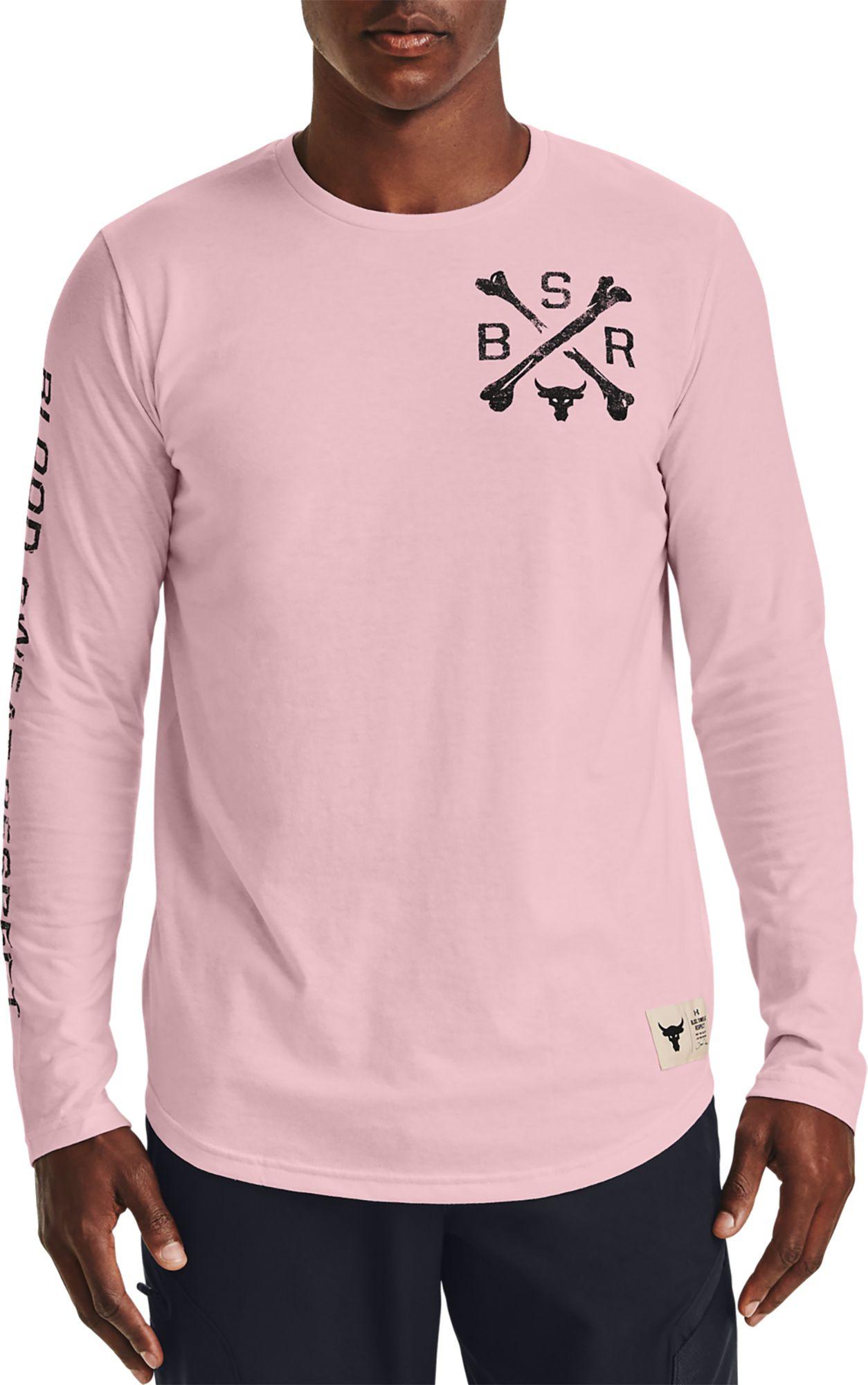 Under Armour Men's Project Rock BSR Blood Sweat Respect Pink Long Sleeve Size M