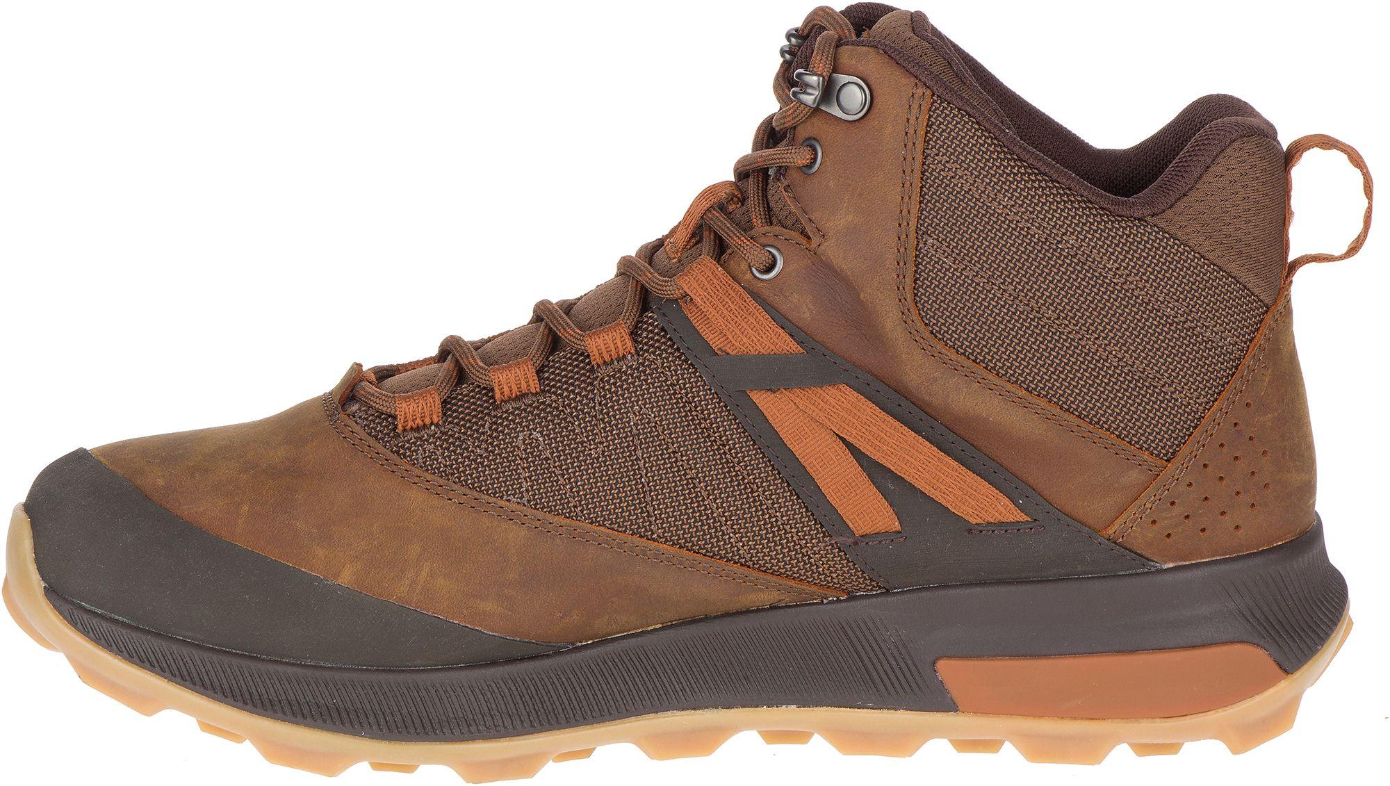 Merrell Leather Zion Mid Waterproof Hiking Boots in Toffee (Brown) for Men - Lyst