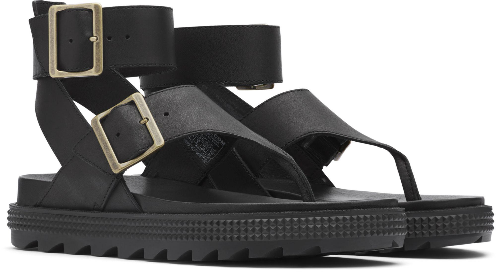 Sorel Rubber Roaming T-strap Sandals in Black - Lyst