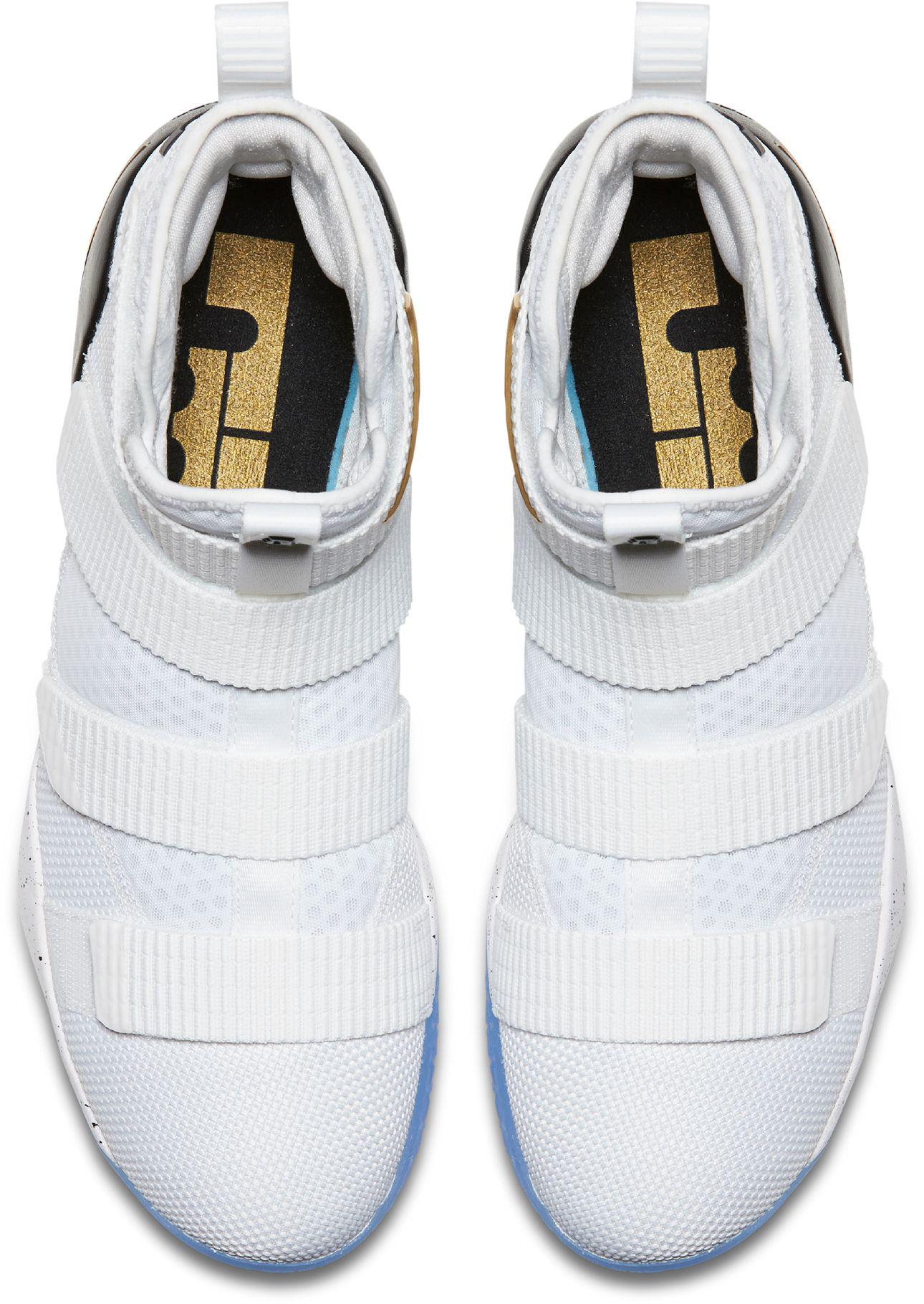 Nike Felt Zoom Lebron Soldier Xi Basketball Shoes in White/Gold (White