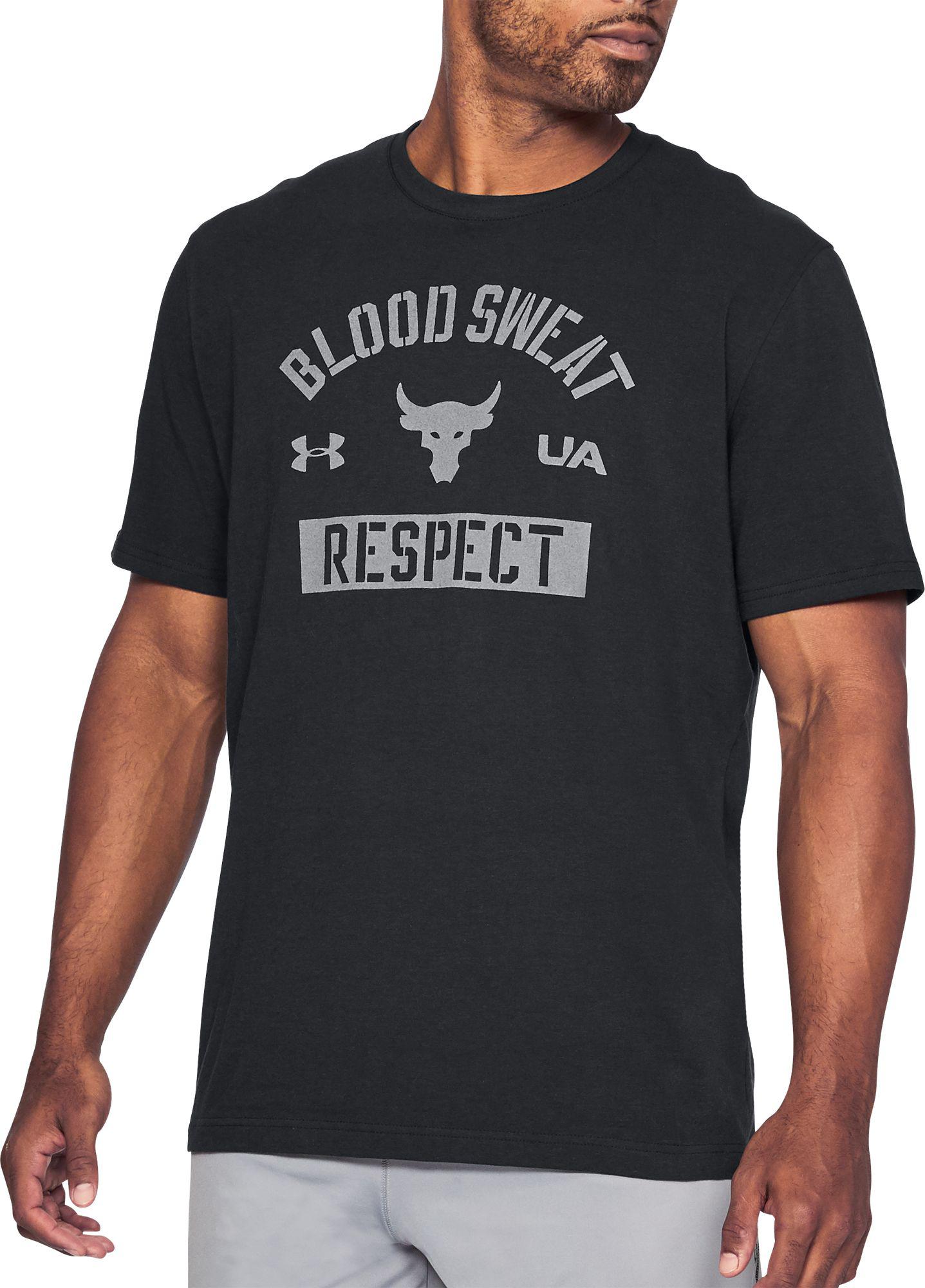 Under armour Herren X Project Rock Blood Sweat Respect T-Shirt Top 1326387 001