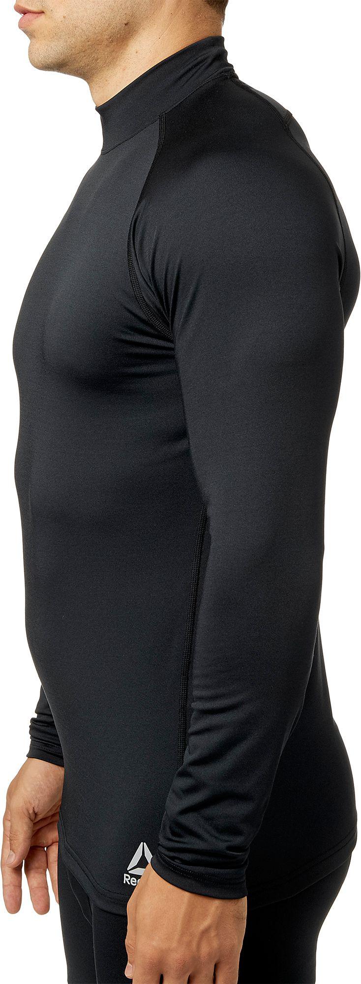 Reebok Fleece Cold Weather Compression Mock Neck Long Sleeve Shirt in