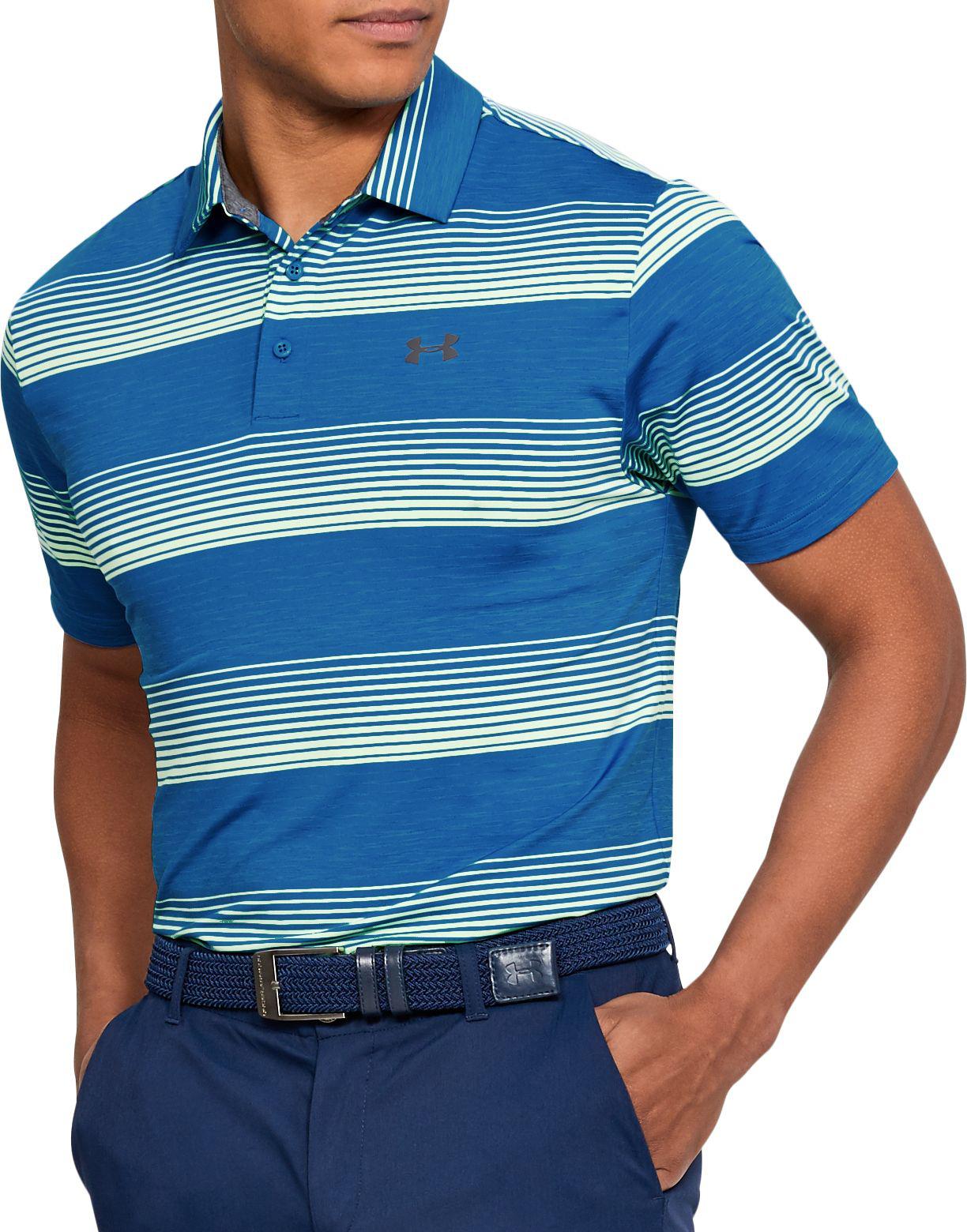 under armour men's playoff blast stripe golf polo