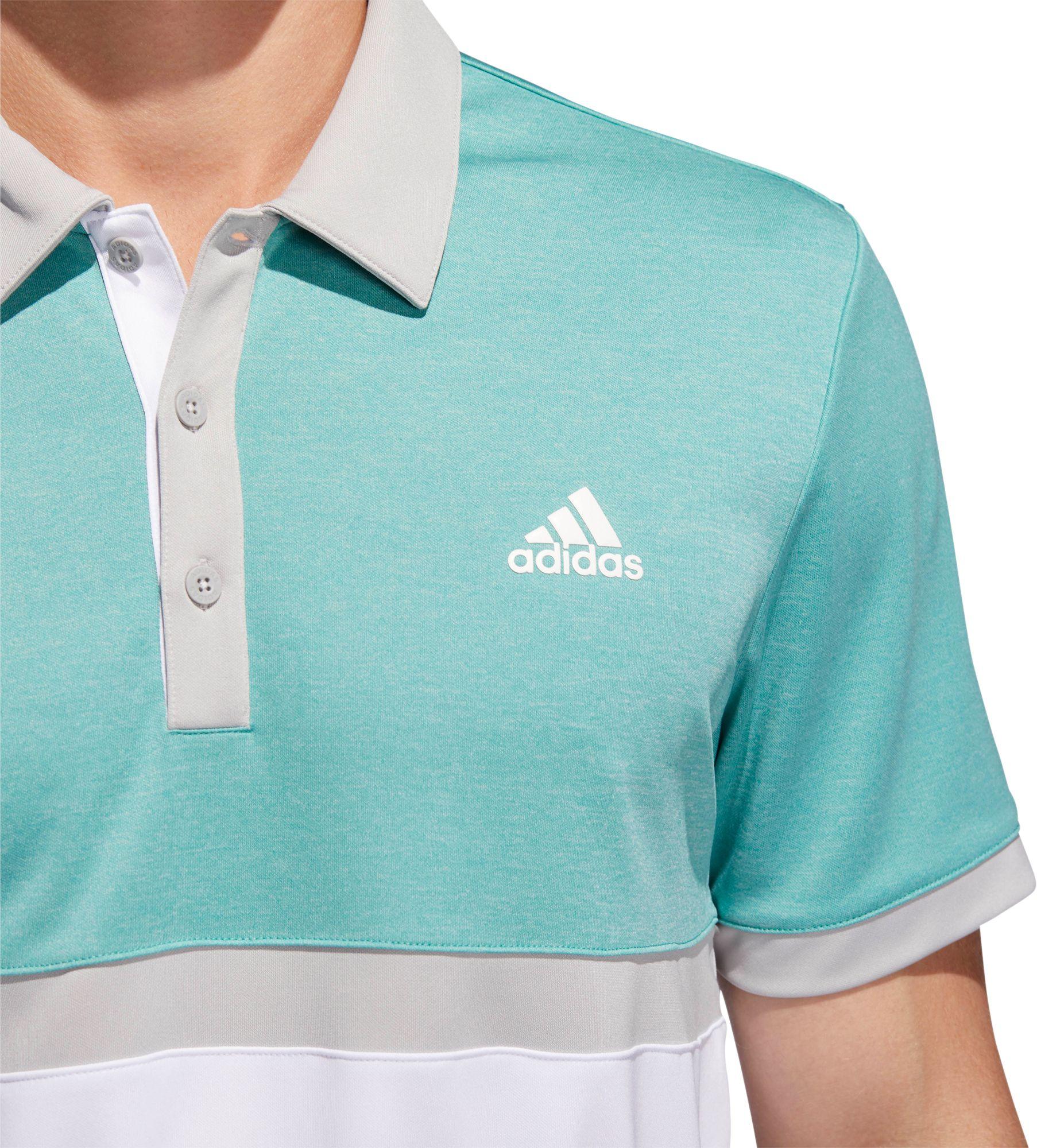 adidas men's drive heather colorblock golf polo