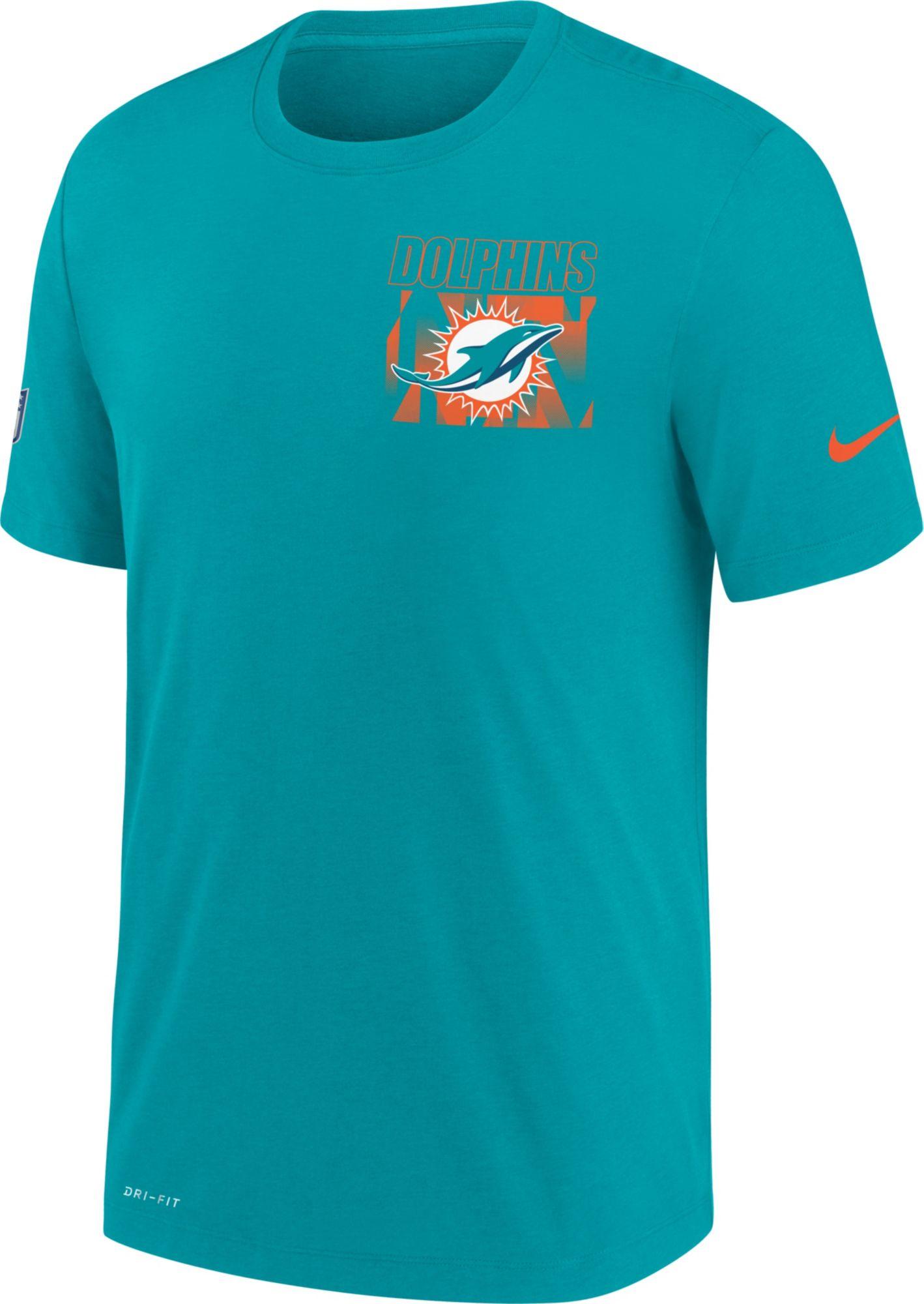 Nike Miami Dolphins Sideline Dri-fit Cotton Facility Aqua T-shirt in ...