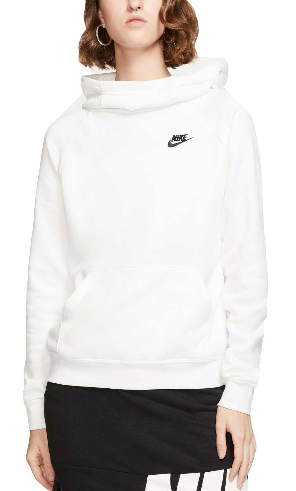 Nike Sportswear Essential Funnel Neck Fleece Hoodie in White Lyst