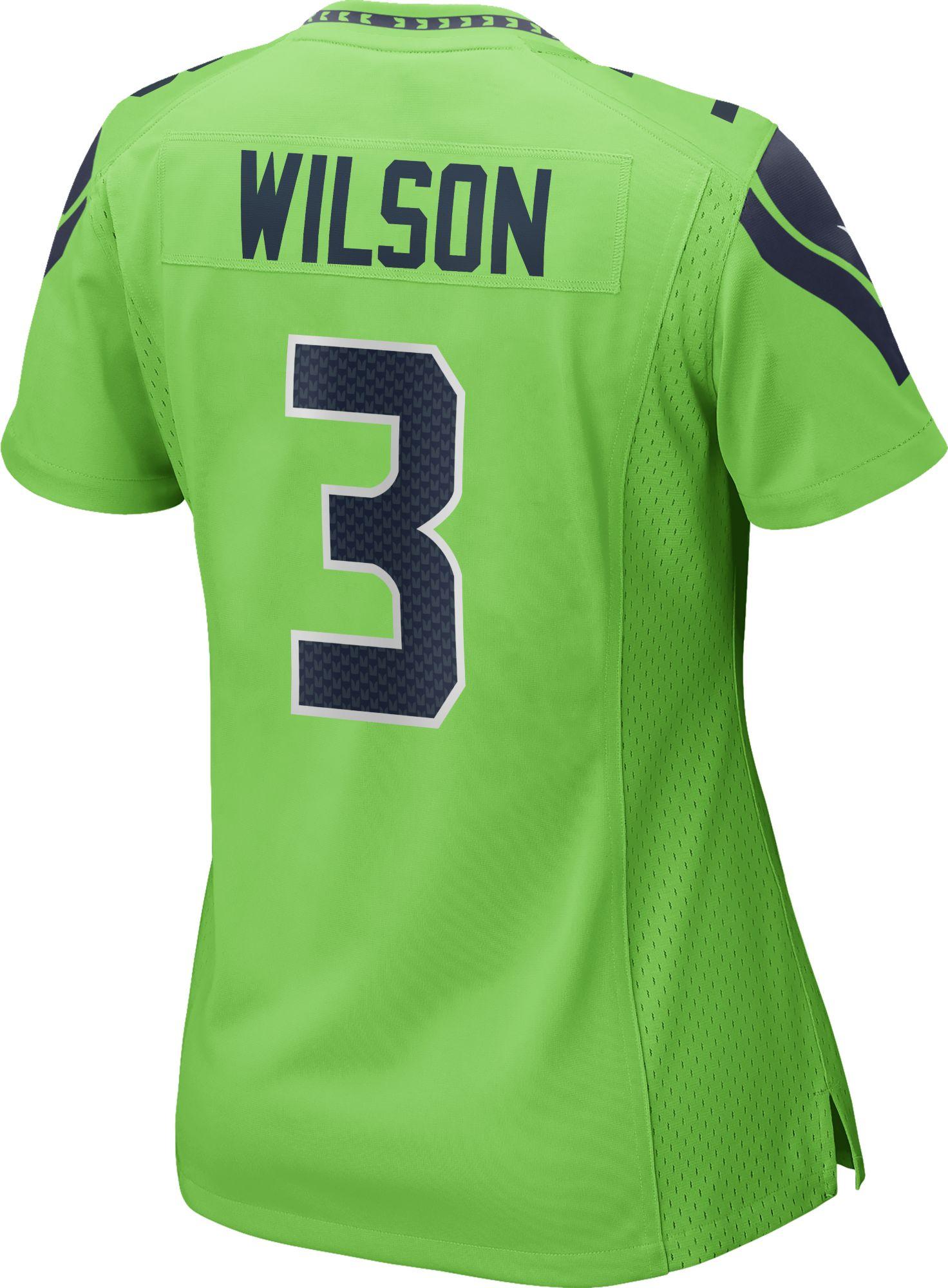 Nike Satin Seattle Seahawks Russell Wilson 3 Color Rush Game Jersey in