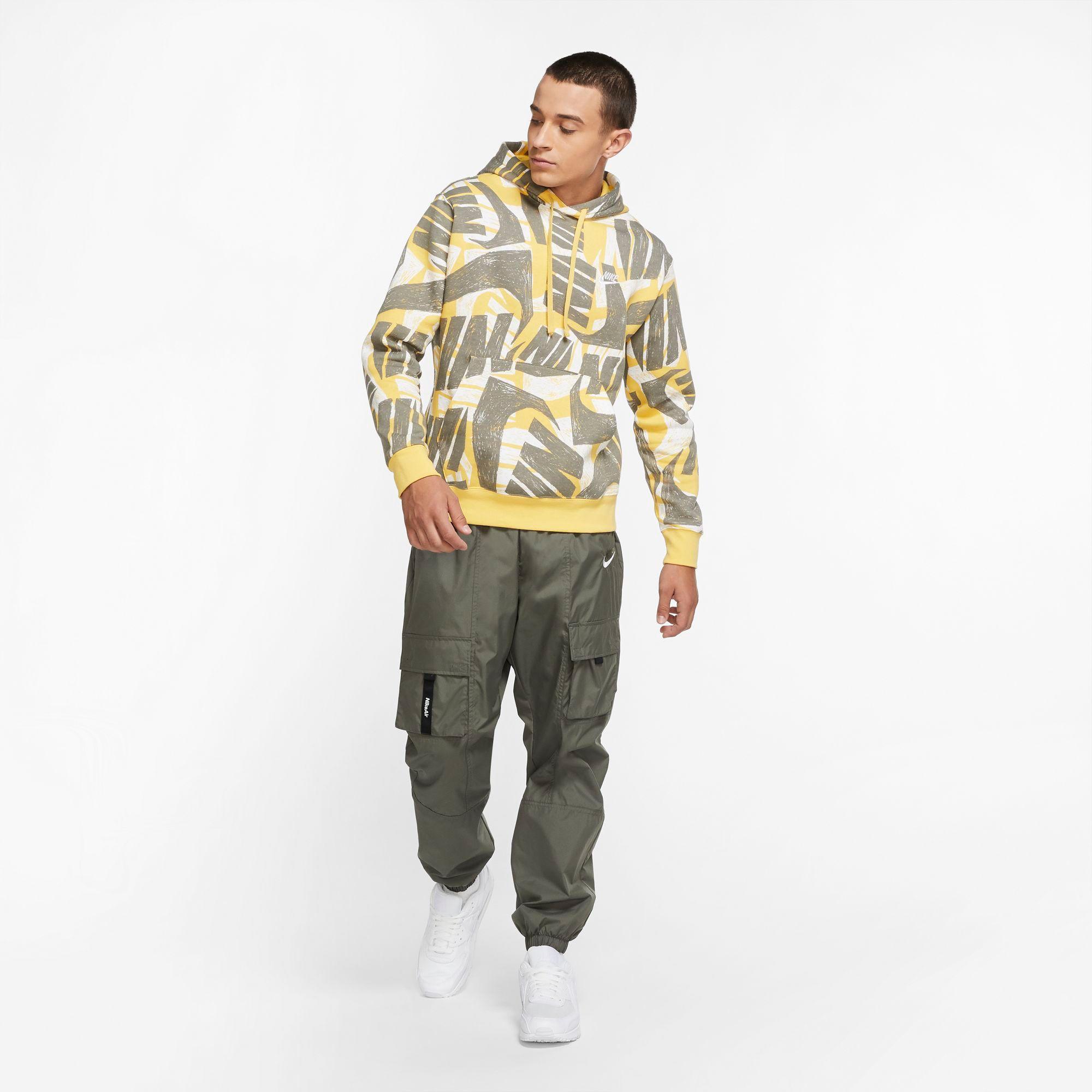 nike men's sportswear allover print futura club pullover hoodie