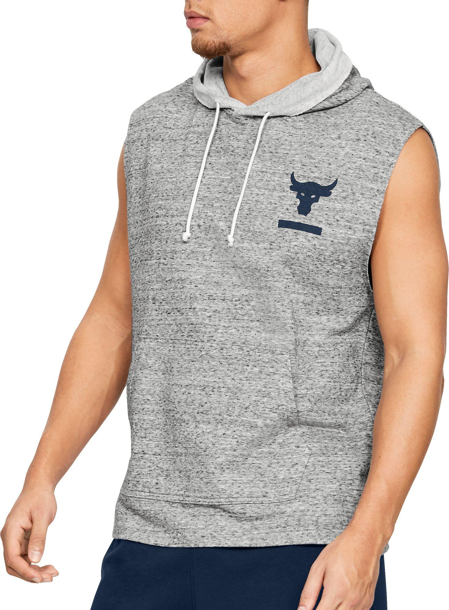 Under Armour Fleece Project Rock French Terry Sleeveless Hoodie in Gray for Men Lyst