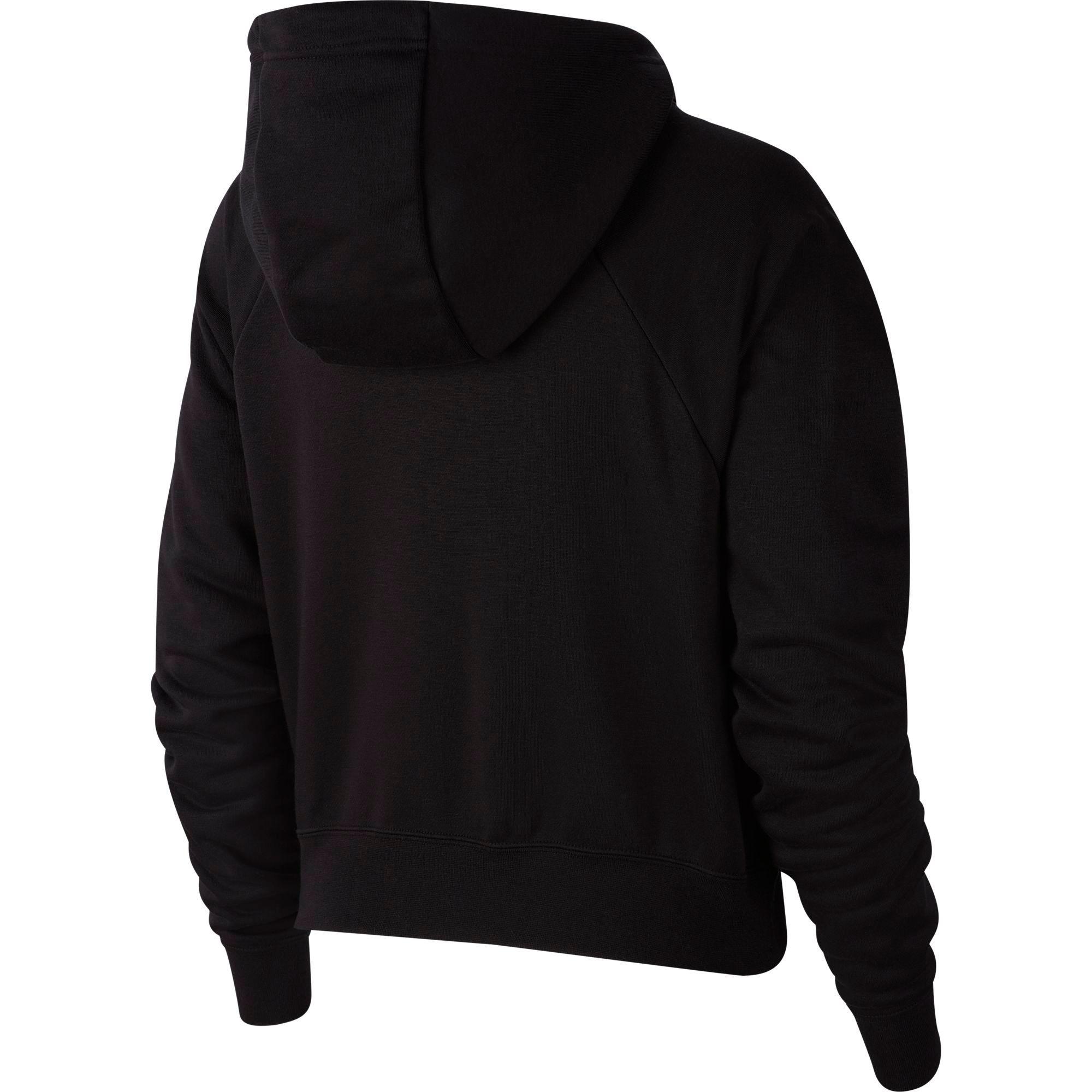 Nike Cotton Sportswear Essential Cropped Hoodie in Black/White (Black ...