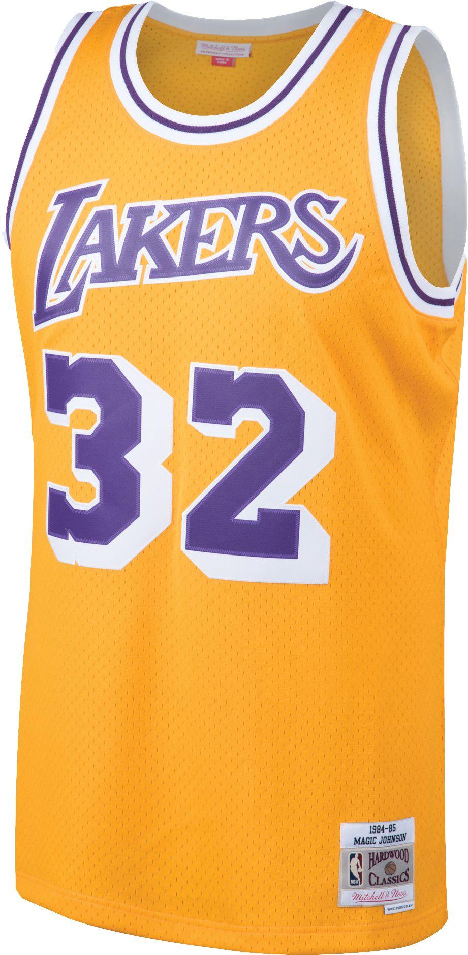 Mitchell & Ness Felt Los Angeles Lakers Magic Johnson #32 Swingman ...