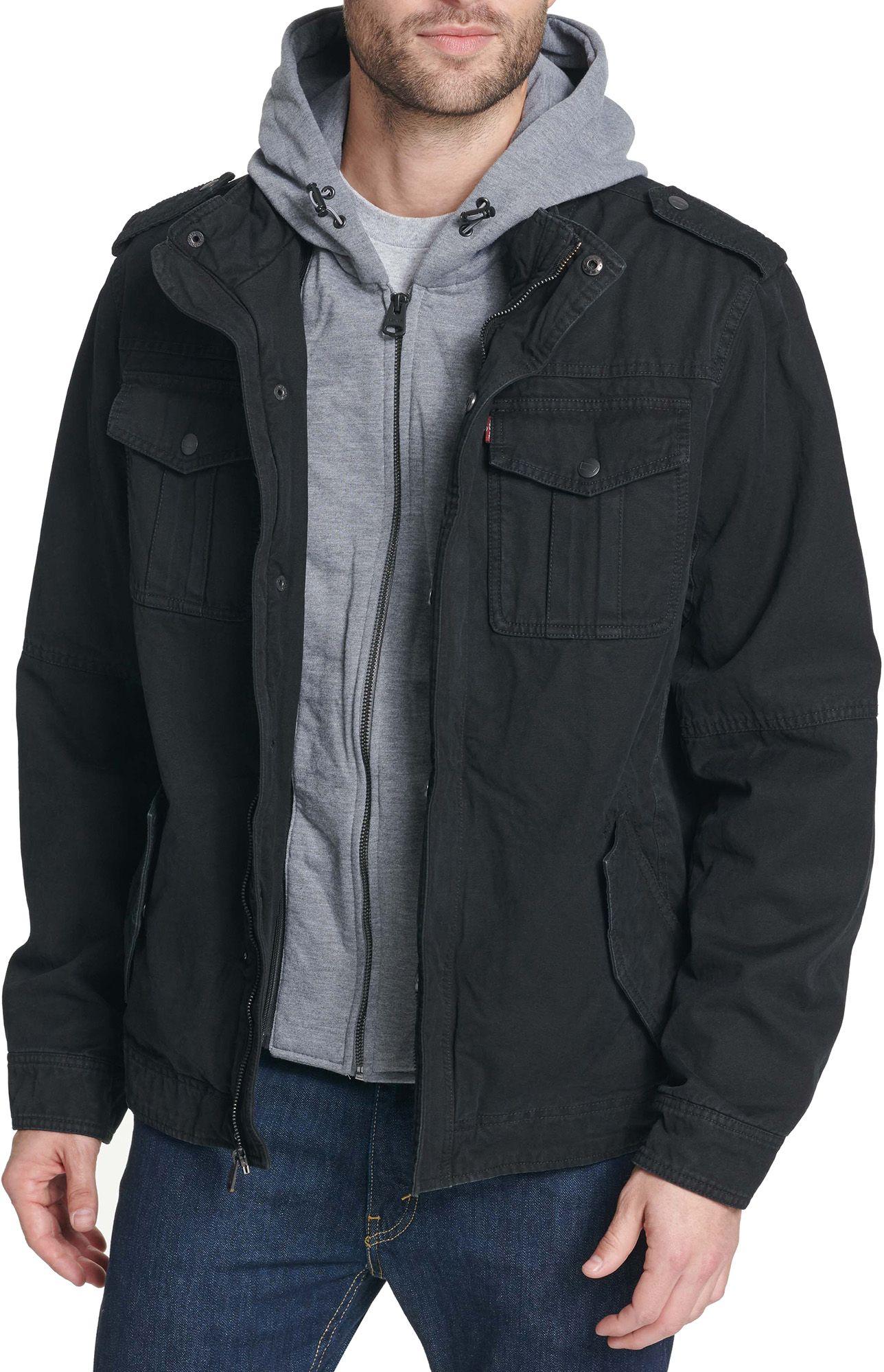 Levi's Sherpa Lined Hooded Utility Jacket in Black for Men - Lyst