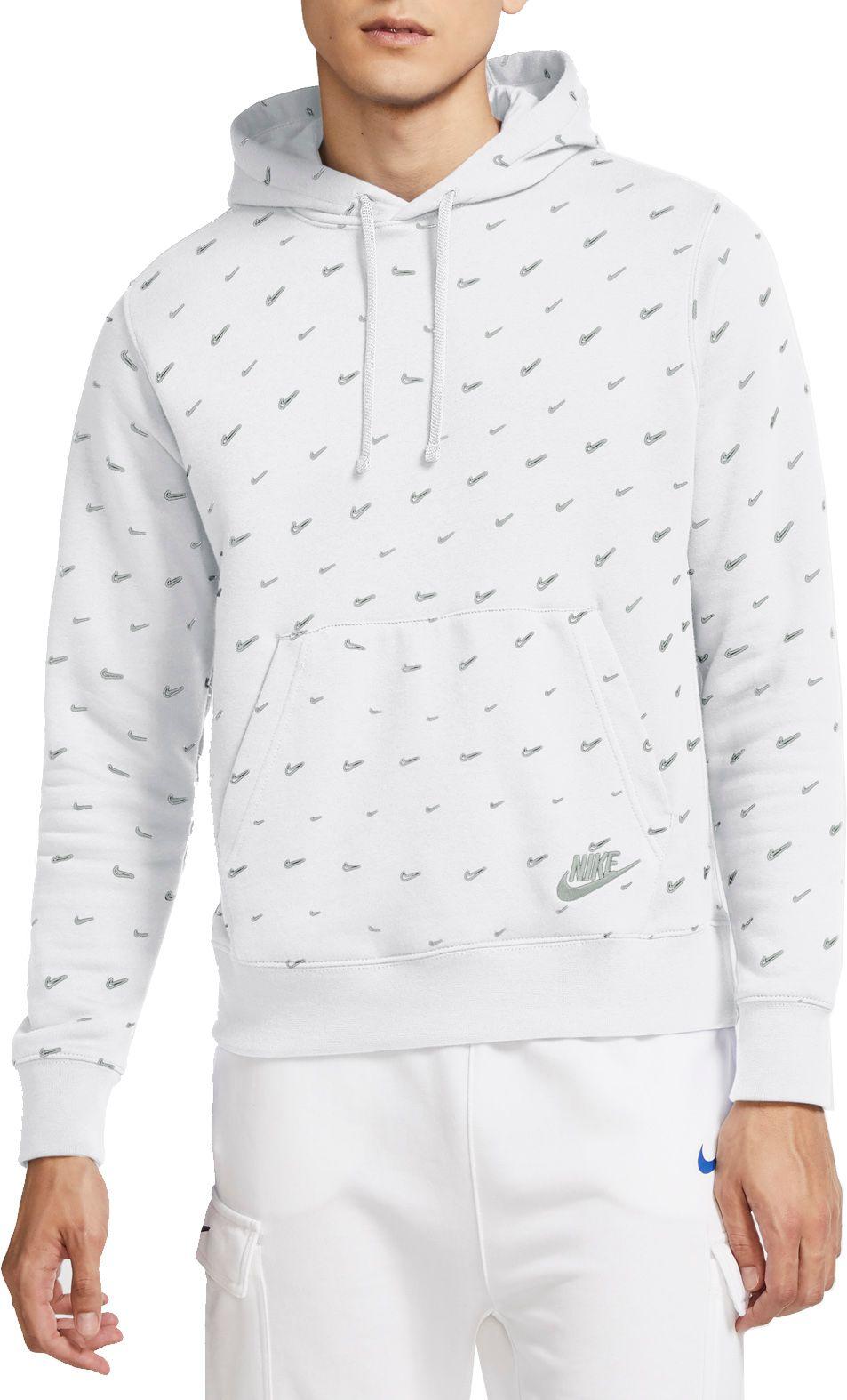 Nike Cotton Swoosh Pullover Hoodie in White/Black (White) for Men - Lyst