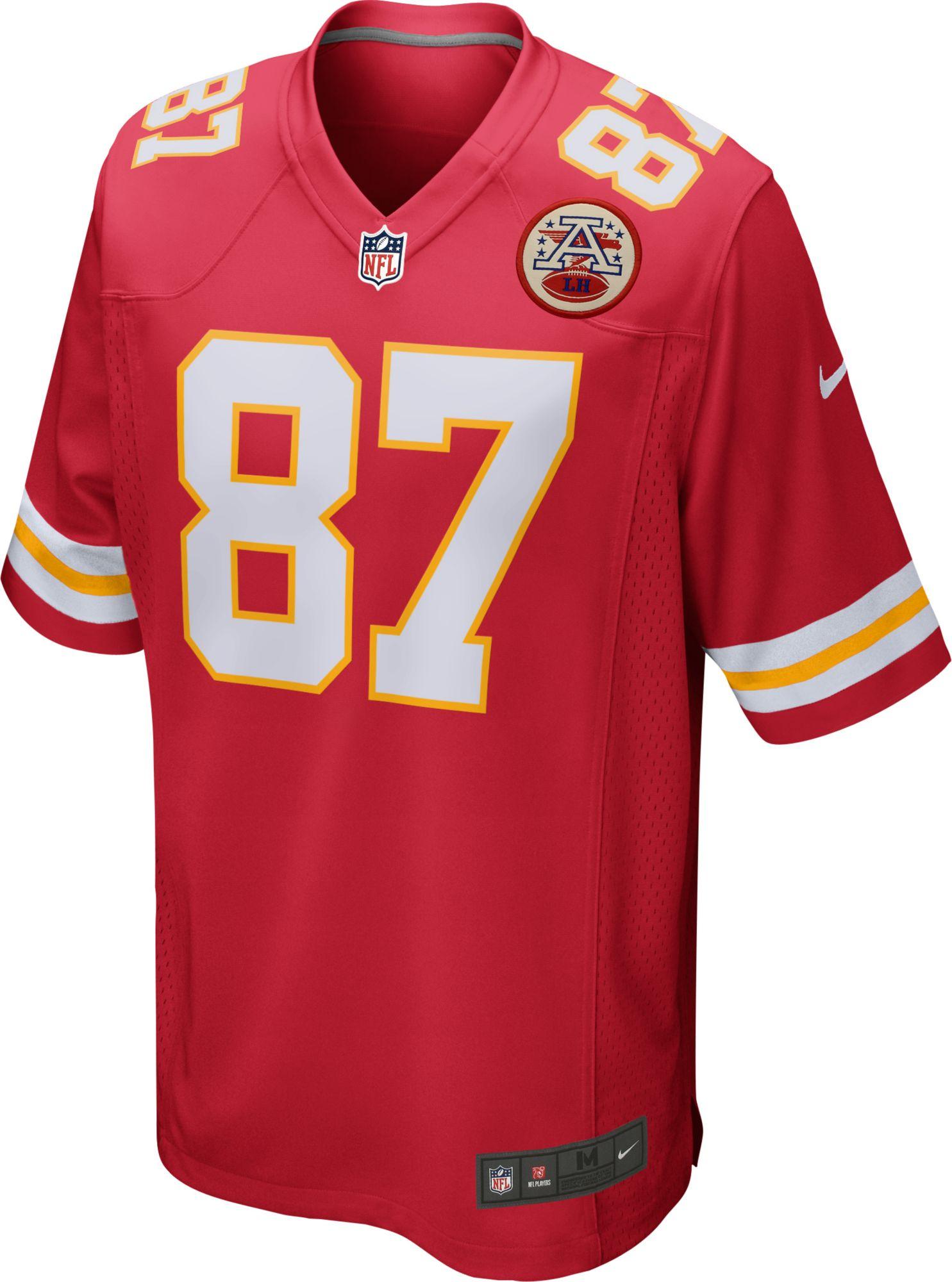 Nike Satin Home Game Jersey Kansas City Chiefs Travis Kelce 87 in Red